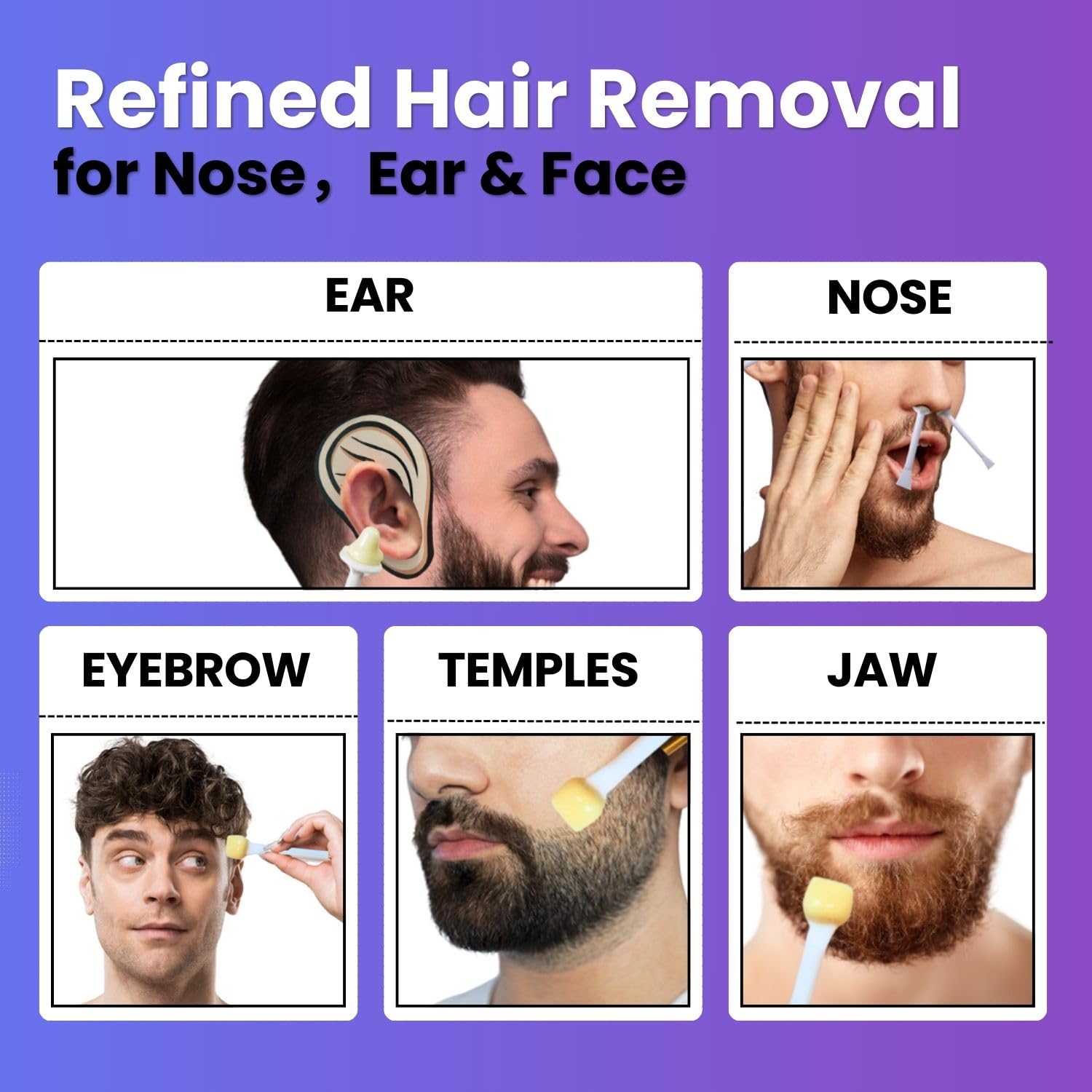 Waxfans Nose Wax Kit Men,Ear Hair Wax Kit,100G Wax,For 20 Uses,Nose & Ear Hair Removal For Men And Women,Long-Lasting For 4 Week