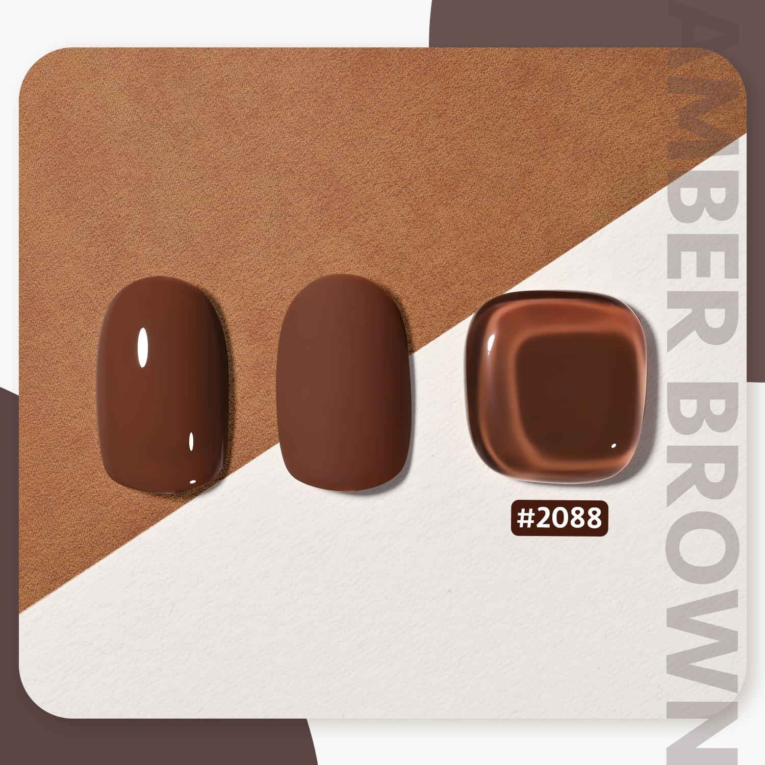 Gaoy Brown Gel Nail Polish, 16Ml Soak Off Gel Polish, Uv Light Cure For Nail Art Diy Manicure At Home, 2088 Amber Brown