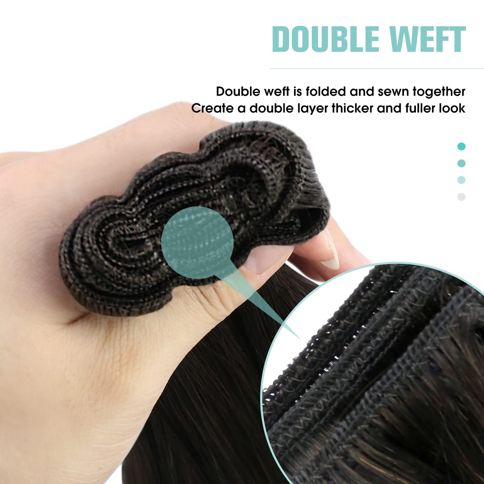 Youngsee 125G Sew In Hair Extensions Real Human Hair Brown Weft Extensions Human Hair Darkest Brown Weft Real Hair Extensions Se