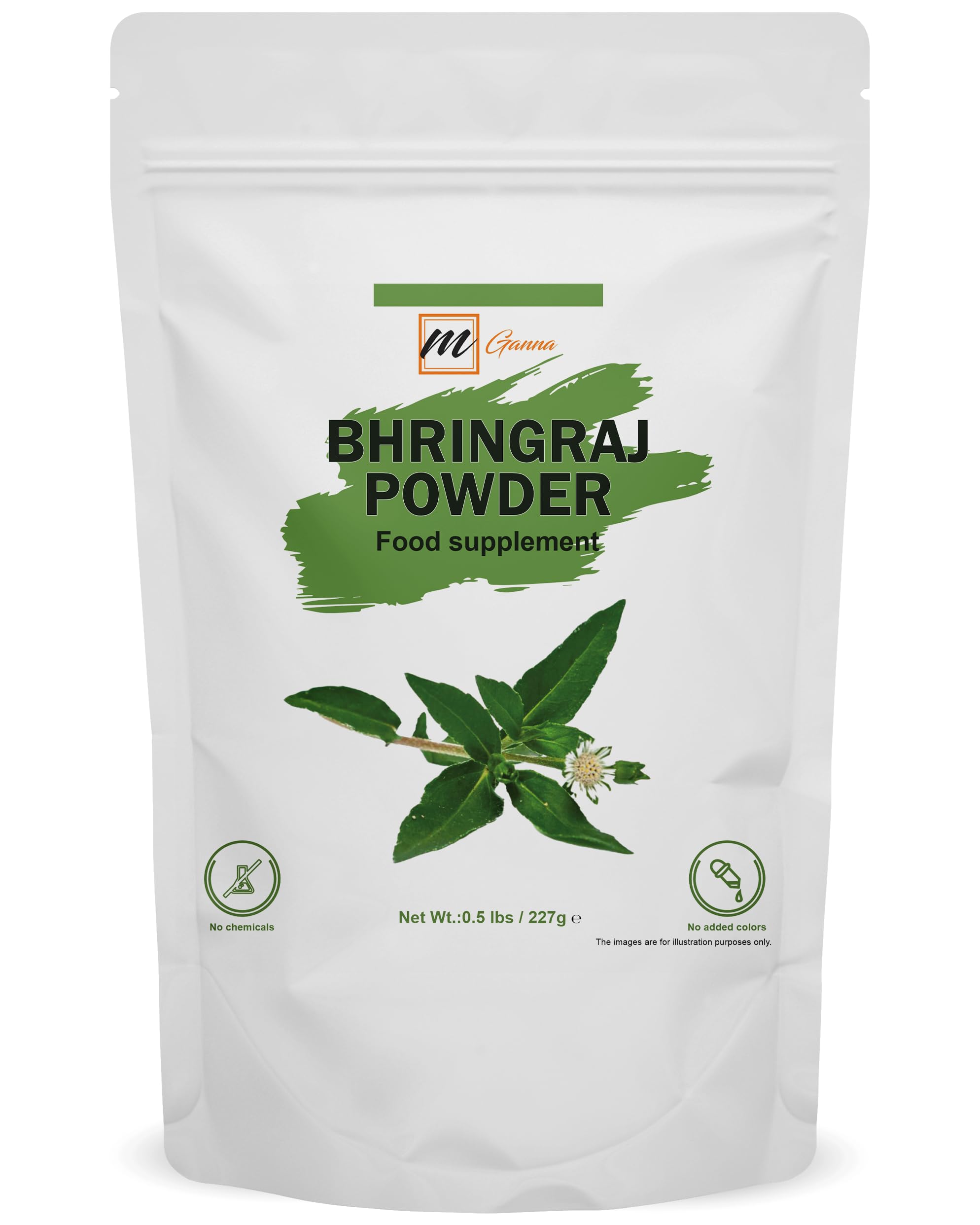 mGanna (0.5 Pound) 100% Natural Bhringraj Powder 227 Grams | Pure Eclipta Alba For Hair Health & Skin