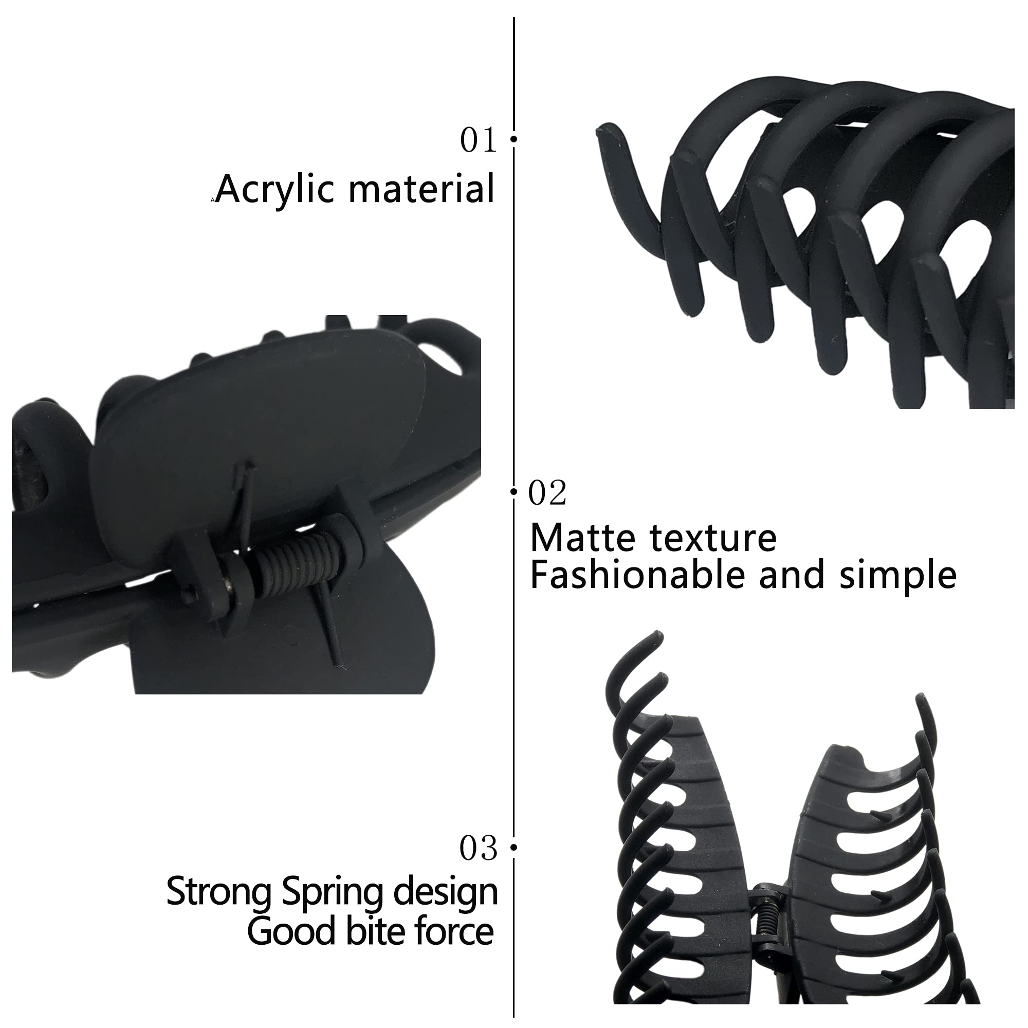 OWIIZI Large Claw Clips for Thick Hair, 4.3'' Matte Big Hair Claw Clips Non-Slip Claw Hair Clips Strong Hold Barrette Jumbo Hair