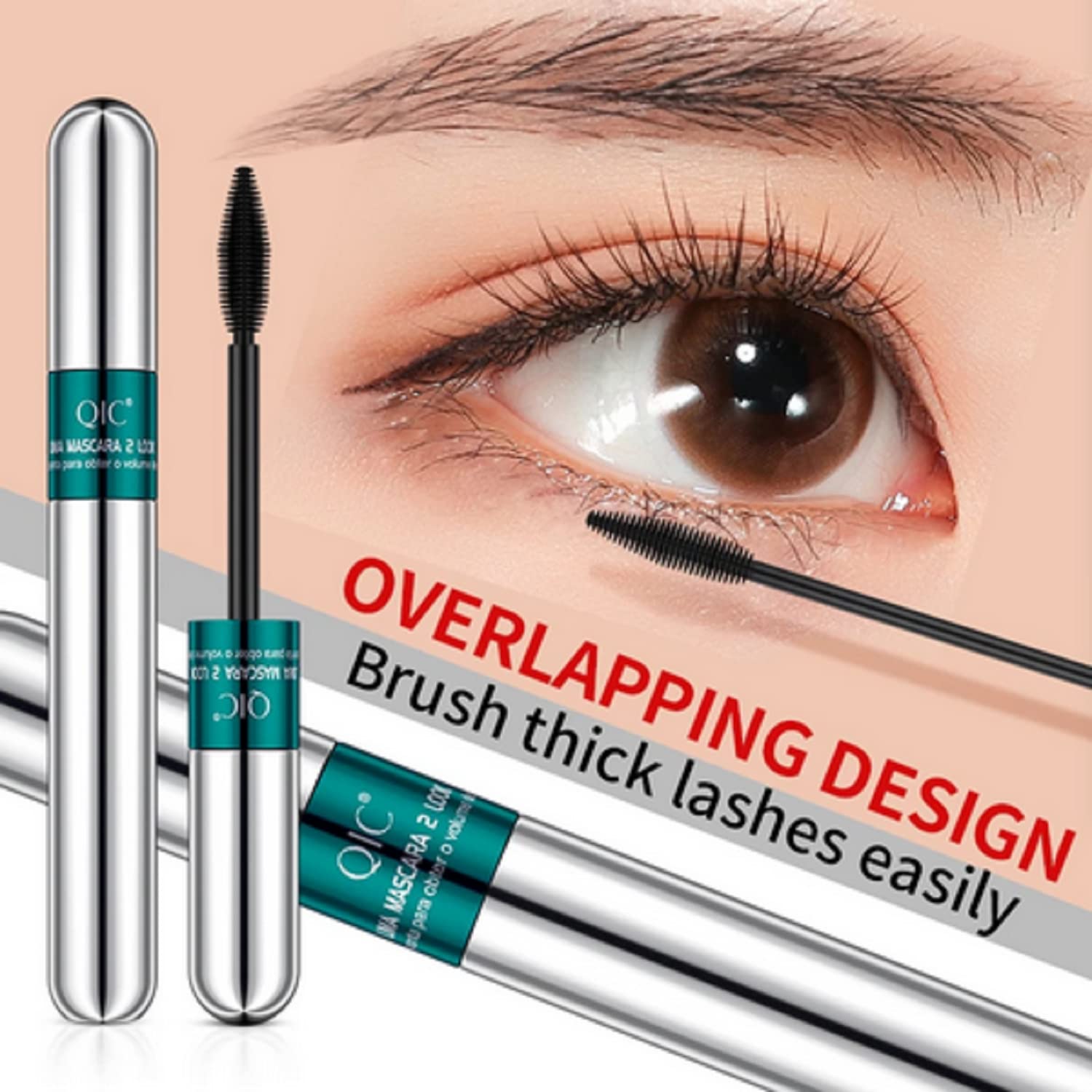 2 Pack Lash Cosmetics Mascara 5X Longer Lash Mascara, 2 In 1 Black Mascara Waterproof Mascara Volume And Length Eye Cosmetics Lo