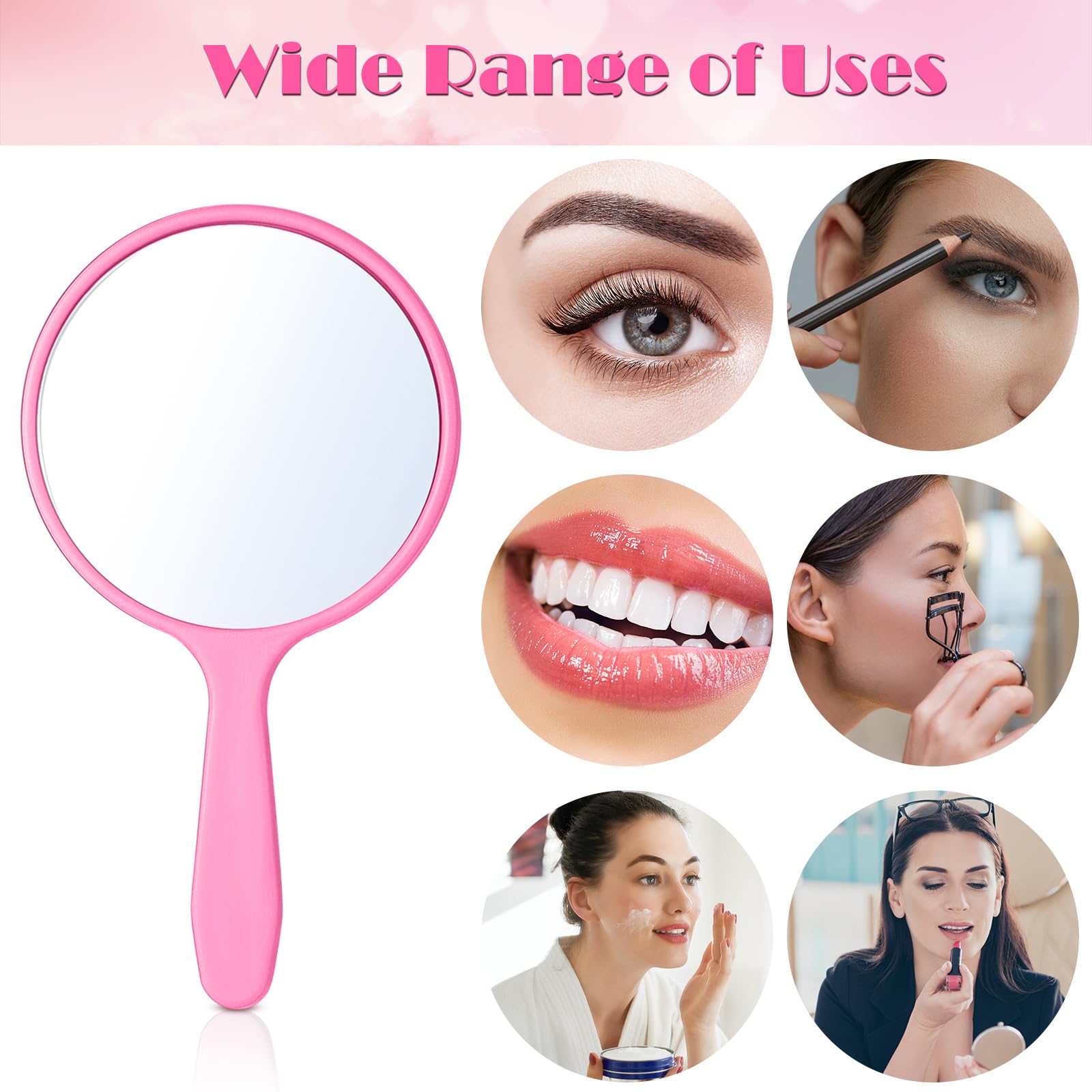 Jetec 25 Pcs Handheld Mirror With Handle, 3.94'' L X 2.17'' W, Small Portable Round Mirror Bulk For Kids Travel Makeup Classroom