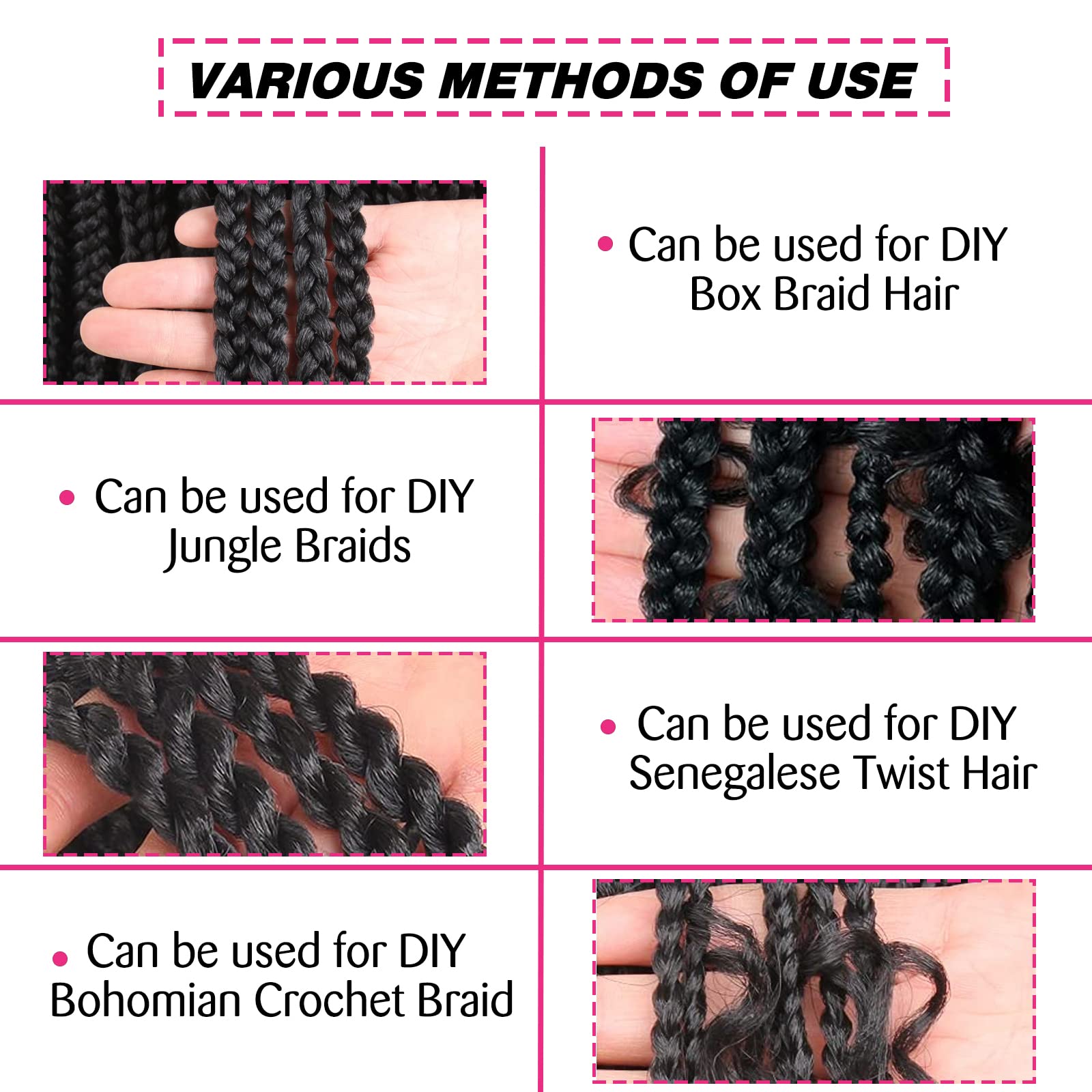 Unionbeauty 2 Packs Pre Stretched Braiding Hair 26 Inch Pink Braiding Hair Synthetic Braiding Hair Hot Water Setting Crochet Hai