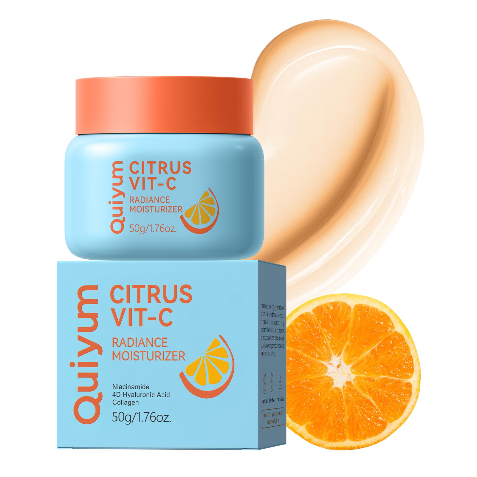 QUIYUM Vitamin C Face Cream, Citrus Radiance Moisturizer, 1.76oz