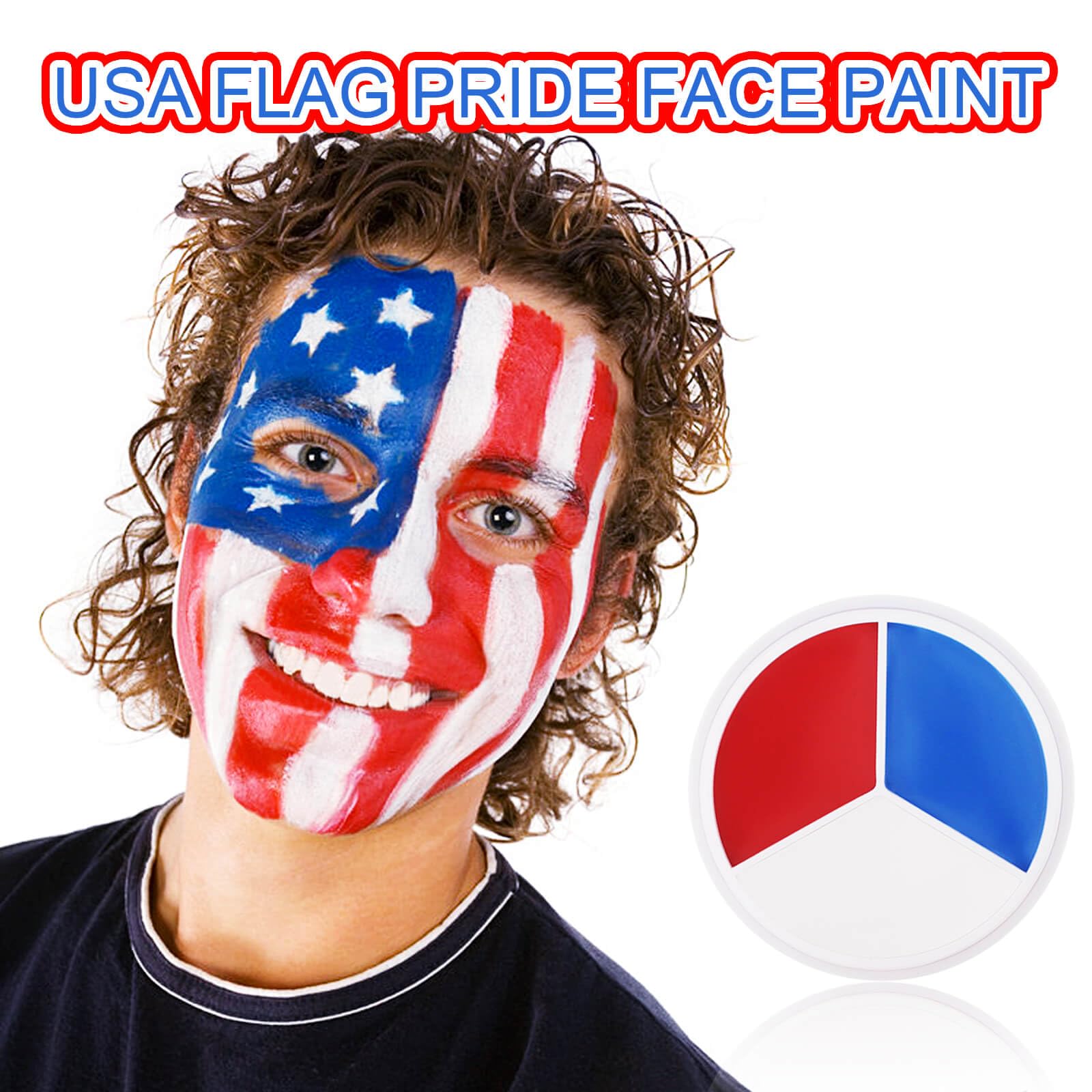Meicoly Red White Blue Face Paint Palette,4Th Of July Patriotic Face Body Paint,Independence Day Usa Flag Face Painting For Kids
