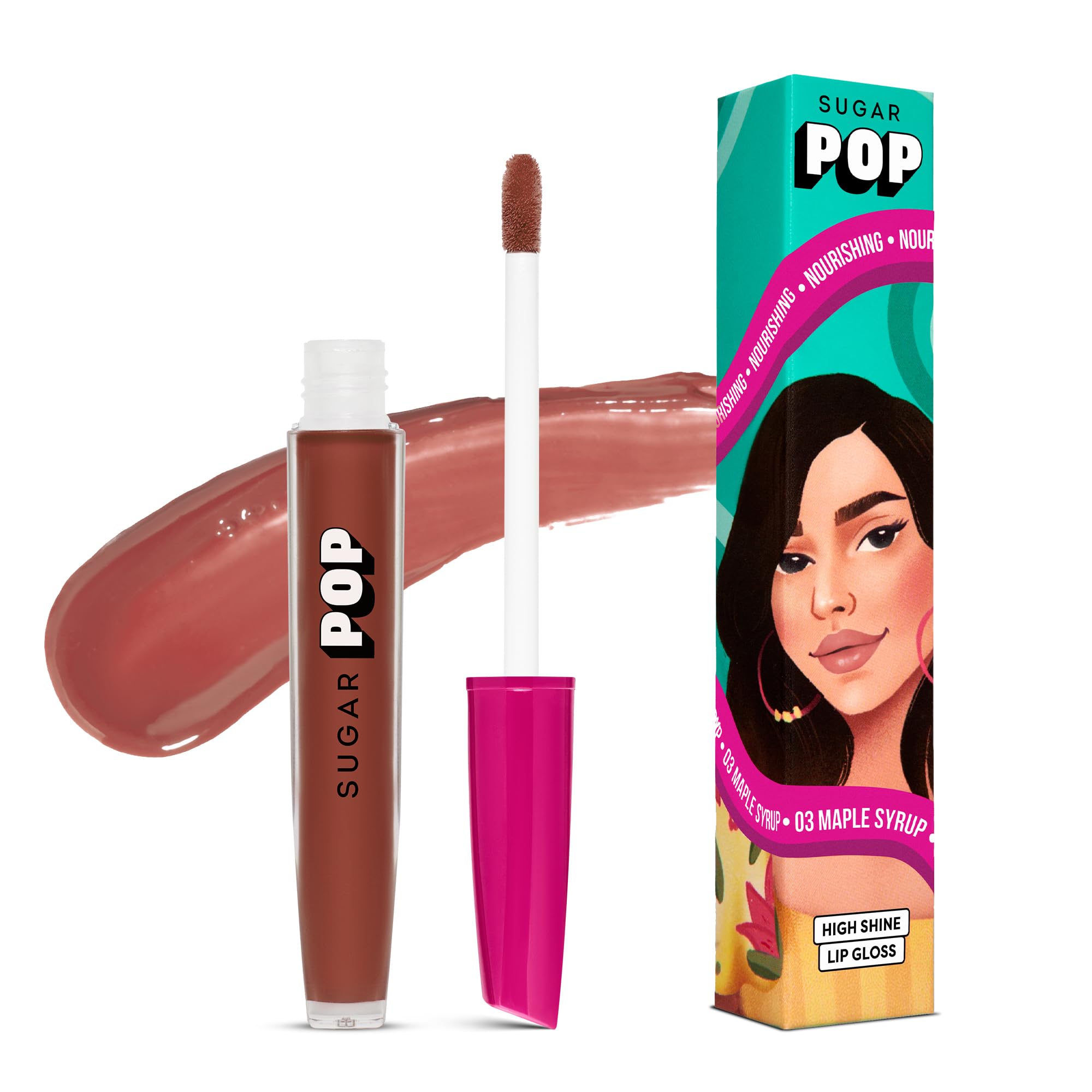 Sugar Pop High Shine Lip Gloss | Contains Vitamin E & Hyaluronic Acid | Nourishing  03 Maple Syrup