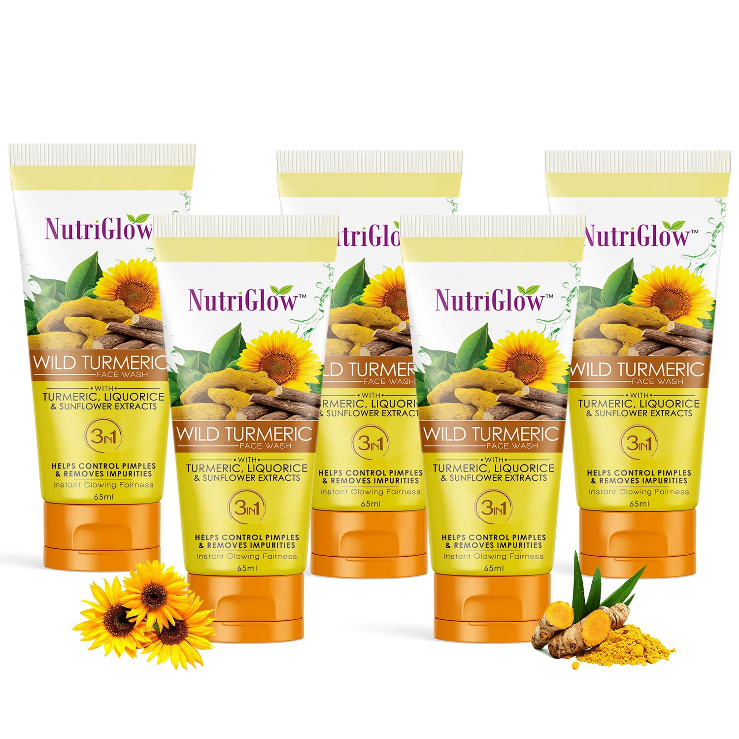 Nutriglow Wild Turmeric Face WashTurmeric With Liquorice & Sunflower Extracts For Glowing Skin, Improve Your Skin Texture, Figh