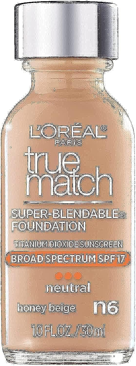 L'Oreal Paris Makeup True Match Super-Blendable Liquid Foundation, Honey Beige N6, 1 Fl Oz,1 Count
