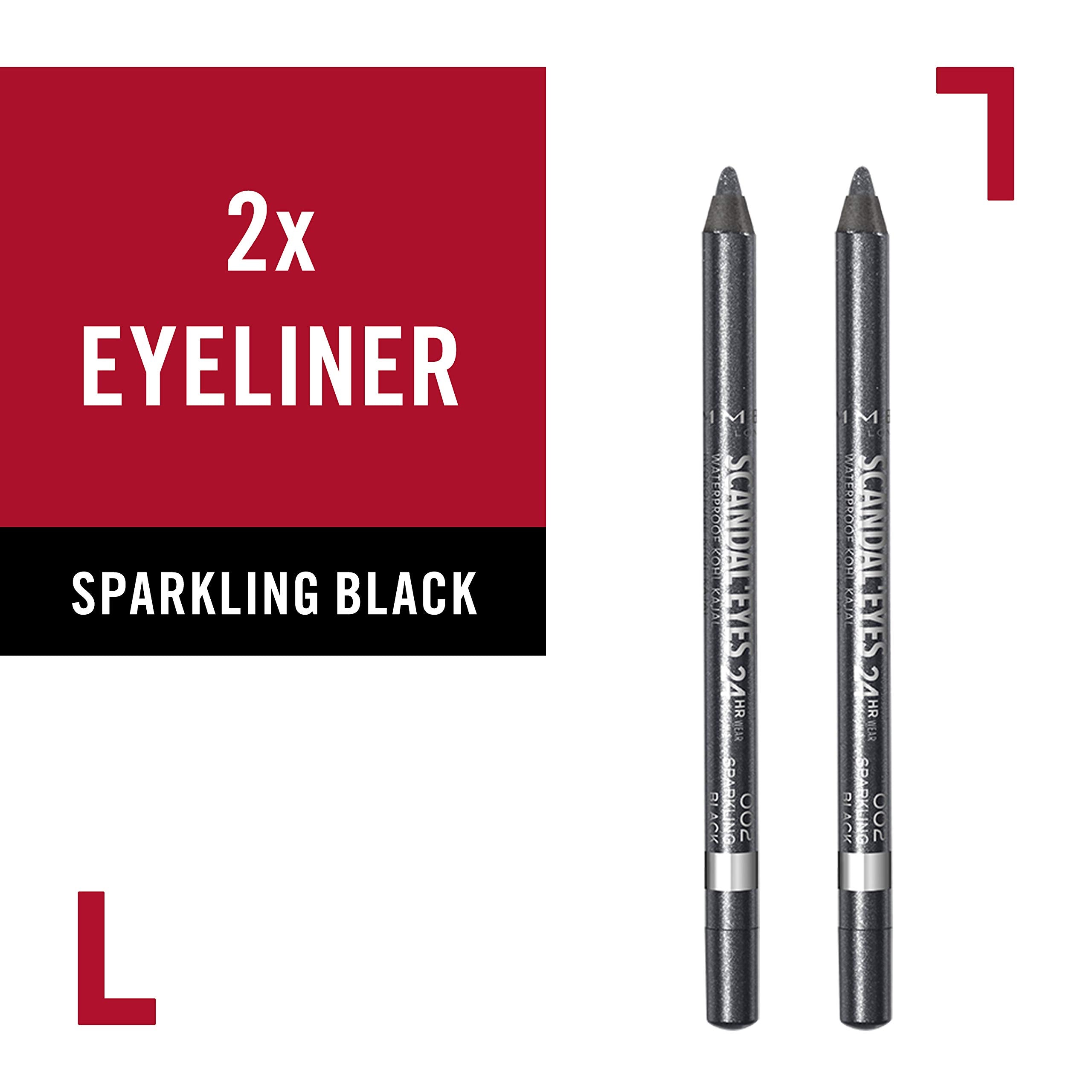 Rimmel Scandaleyes Waterproof Kohl Kajal Liner, Black, 0.04 Ounce (Pack Of 2)