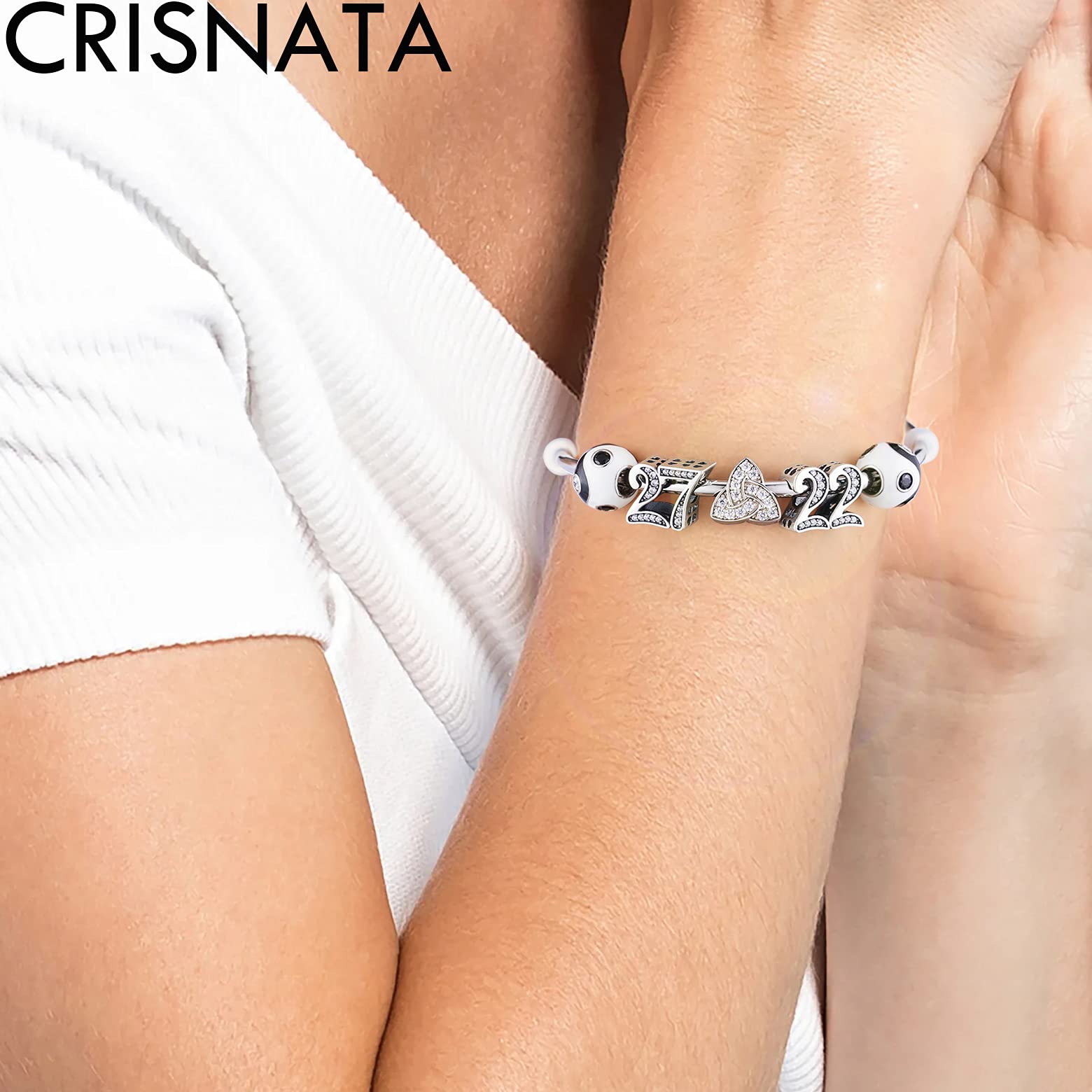 22 Birthday Charms fits Pandora Wedding Bracelet, 925 Sterling Silver 22nd Anniversary Beads with CZ Birthstones, Number 22 Year