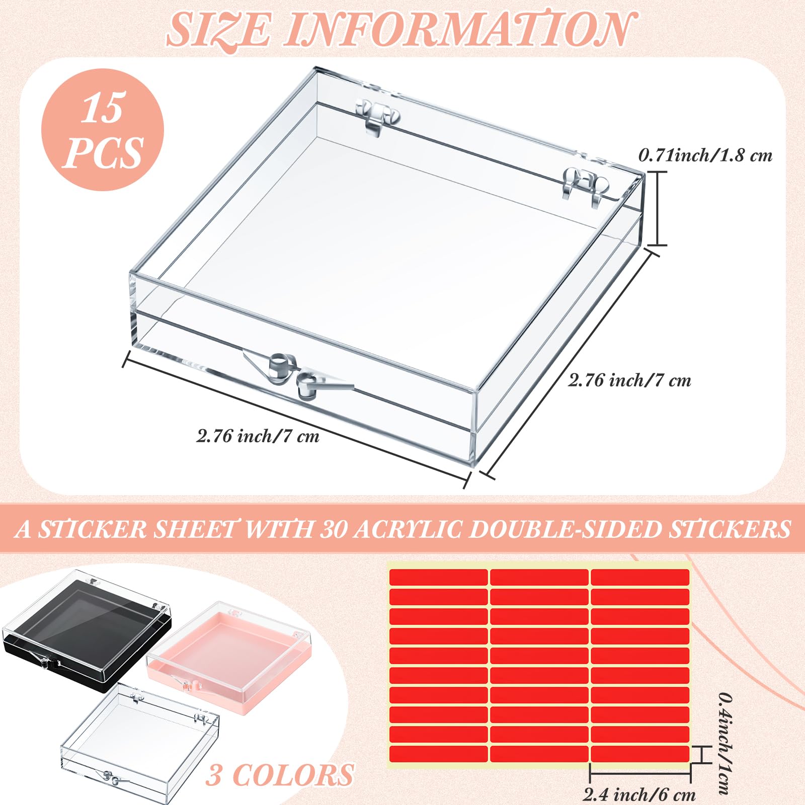 Landhoow 15 Pcs Press On Nail Boxes Nail Display Case With 30 Adhesive Tape Press On Nail Packaging Artificial Press On Nail Con