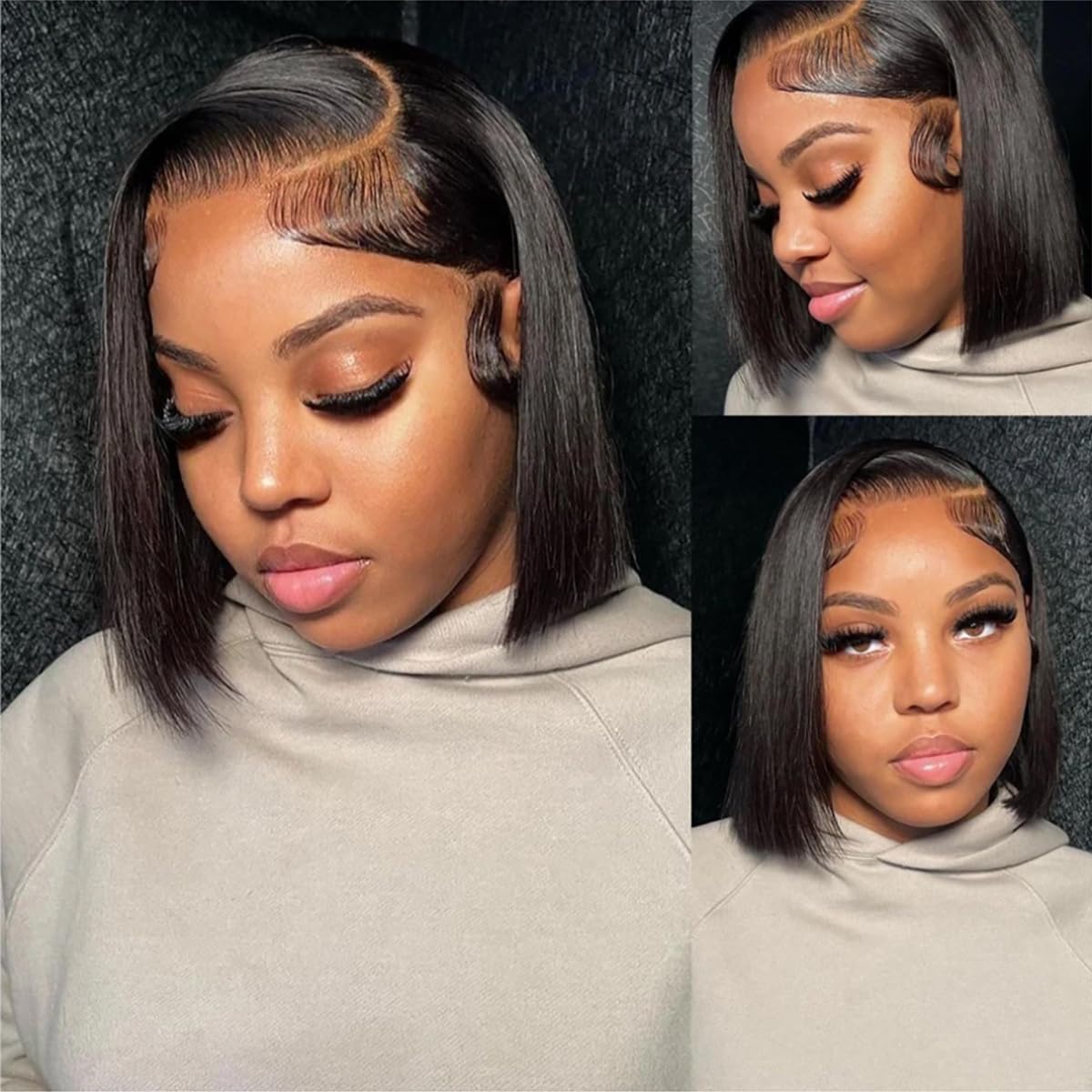 Short Bob Wig Human Hair 13x6 Lace Front Wigs for Black Women Human Hair Side Part Frontal Bob Wig, Glueless Brazilian Virgin Hu
