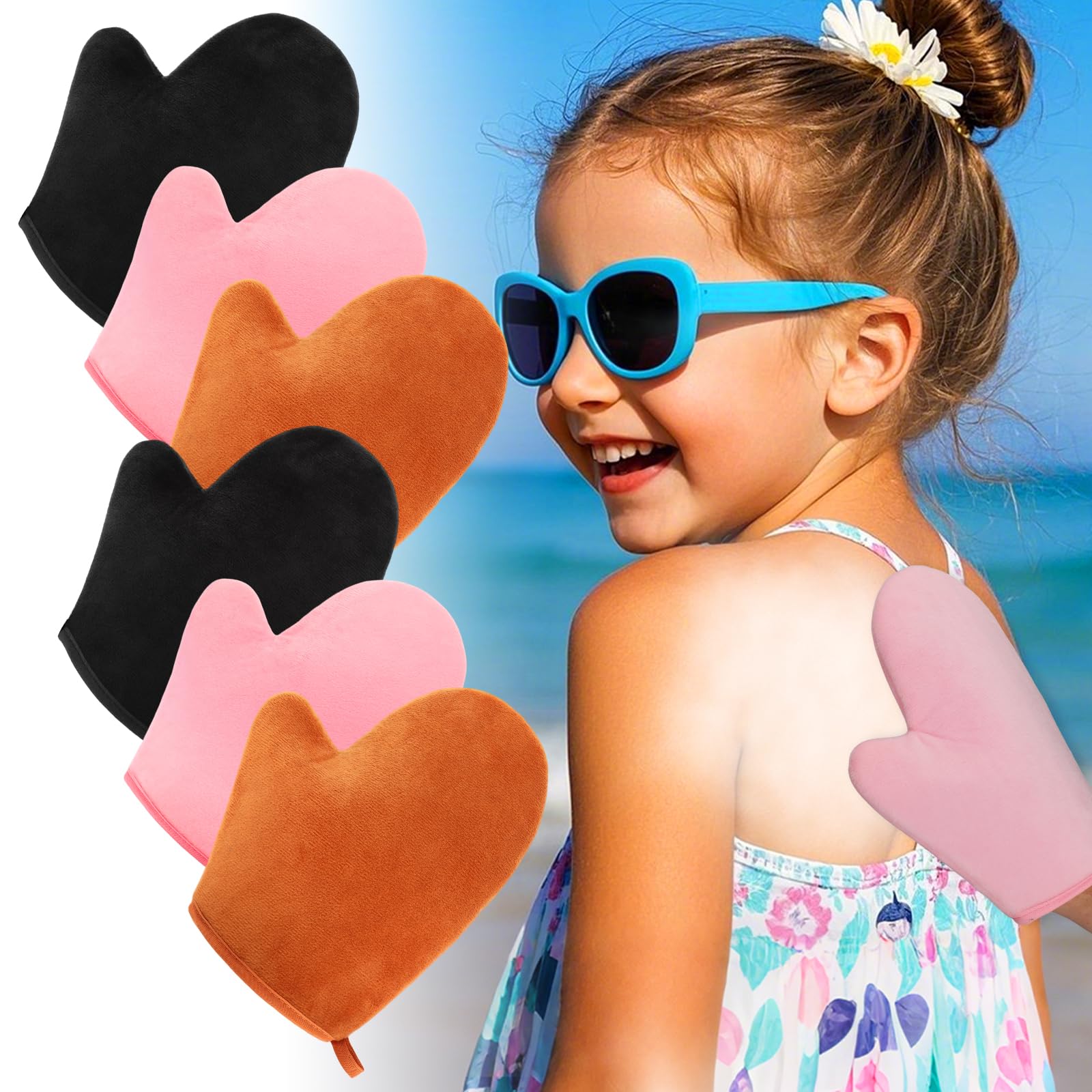Vodolo Sunscreen Applicator for Kids,6PCS Reusability Suns Creen Glove Applicator,Sunscreen Mitt Sunblock Lotion Applicator,Beac