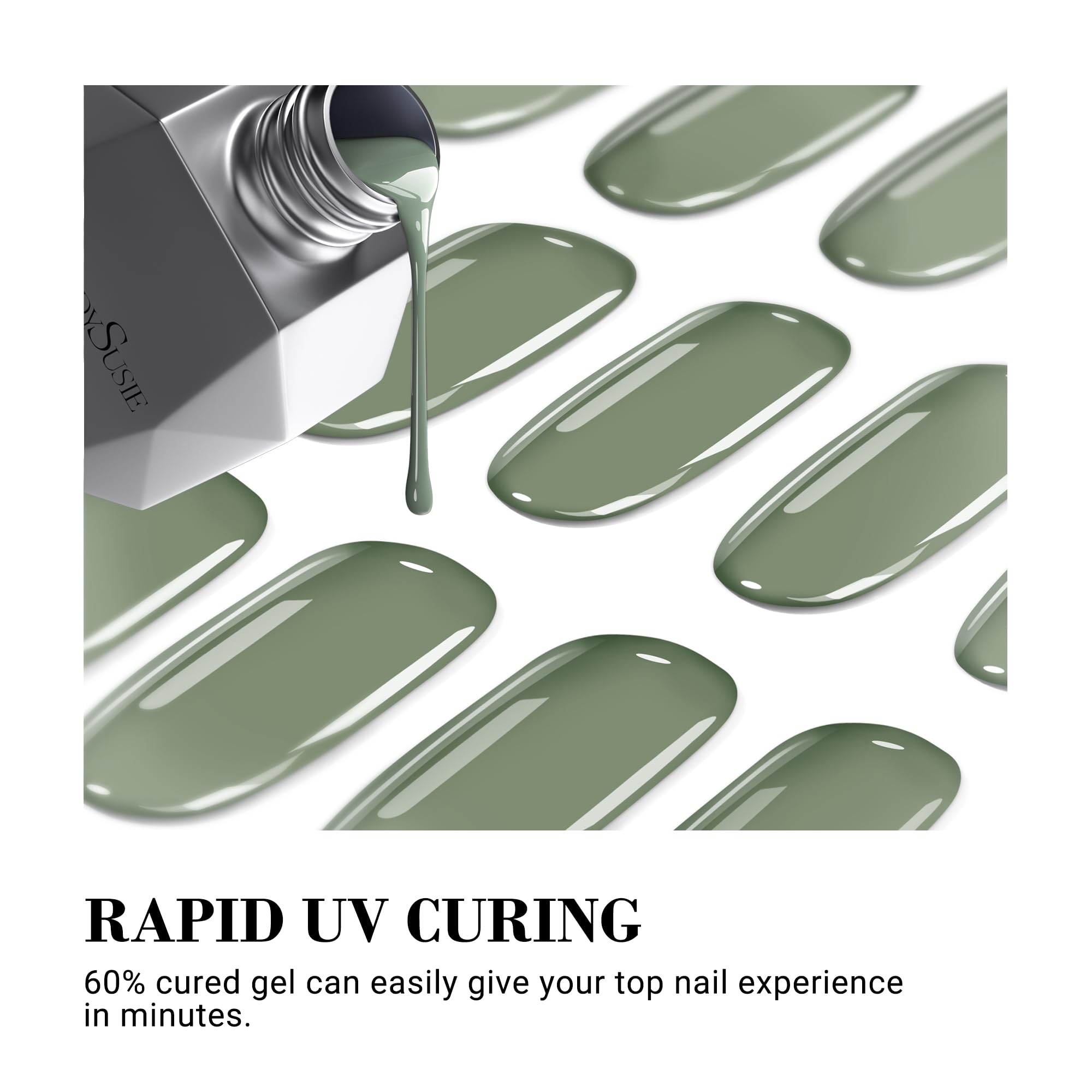 Melodysusie Semi Cured Gel Nail Strips, Sage Green - Works With Any Nail Lamps, Salon-Quality, Long Lasting, Easy To Apply - Inc