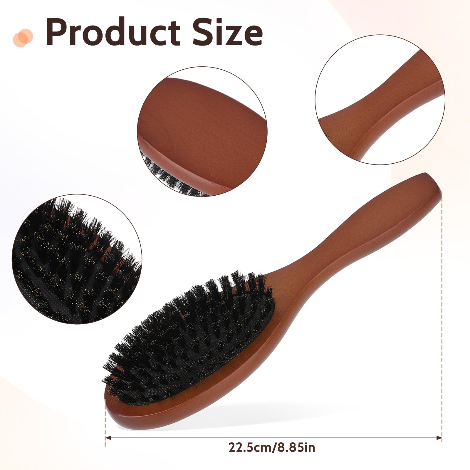 Boar Bristle Hair Brush For Women Men Kid Soft Natural Hair Brushes With Wooden Handle For Fine Short Thin All Hair Type Keep Ha