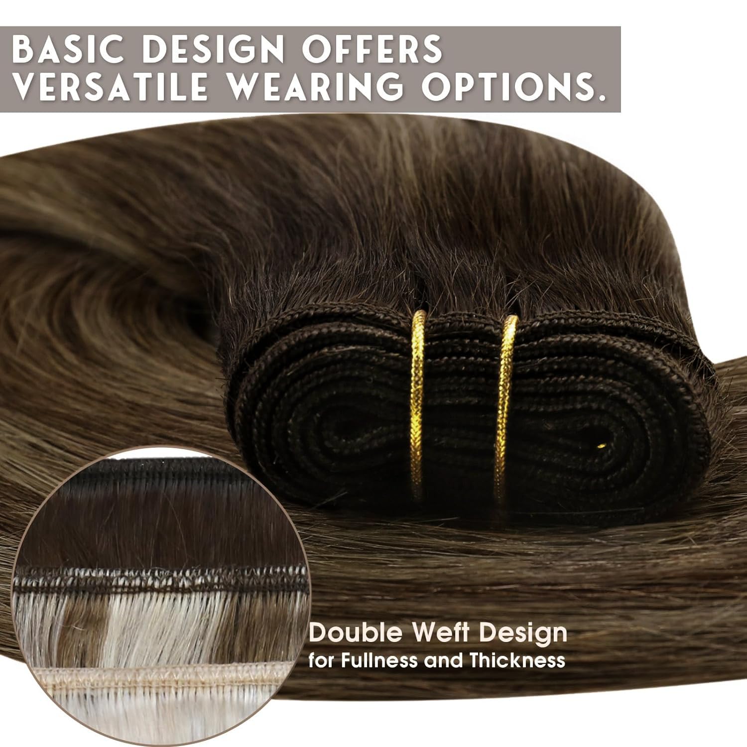 Sunny Weft Hair Extensions Sew in Ombre Hair Extensions Balayage Hair Wefts Human Hair Sew in Extensions Dark Brown Ombre Carame