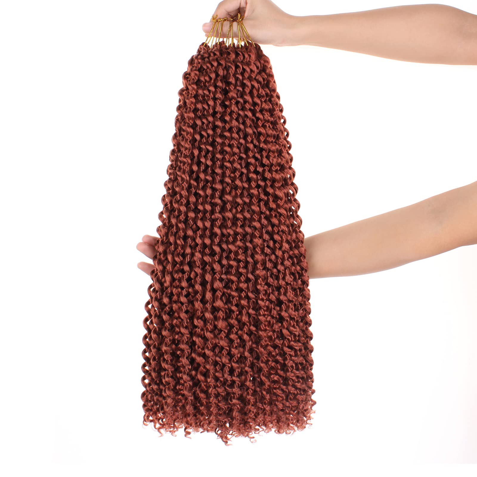 Leeven 18 Inch Water Wave Passion Twist Crochet Braids Hair For Butterfly Locs Crochet Hair Hot Water Setting Copper Red Passion