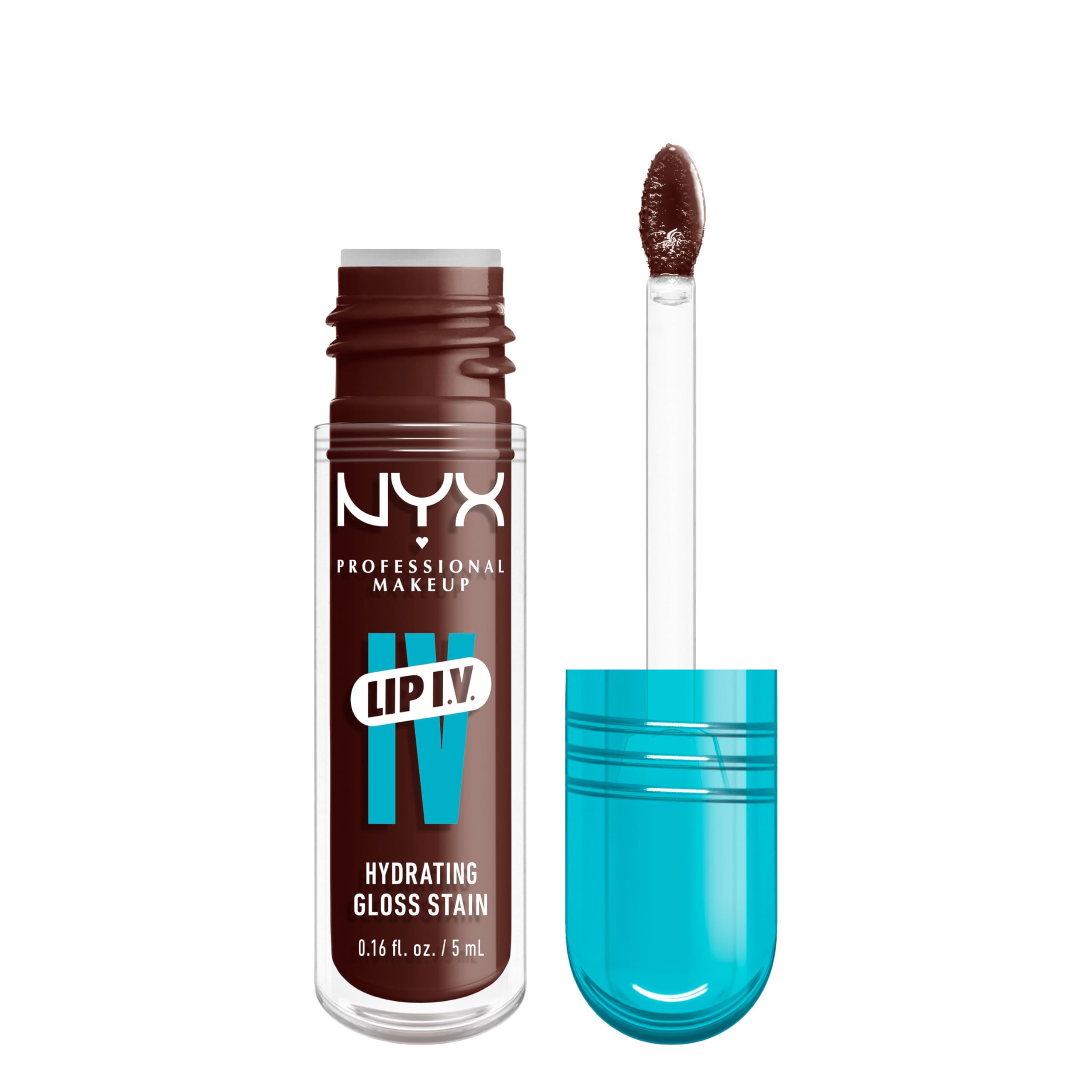 NYX PROFESSIONAL MAKEUP Lip IV Hydrating Gloss Serum, Lip Stain with 12HR Hydration - Mocha Me Wet (Brown Lip Gloss)