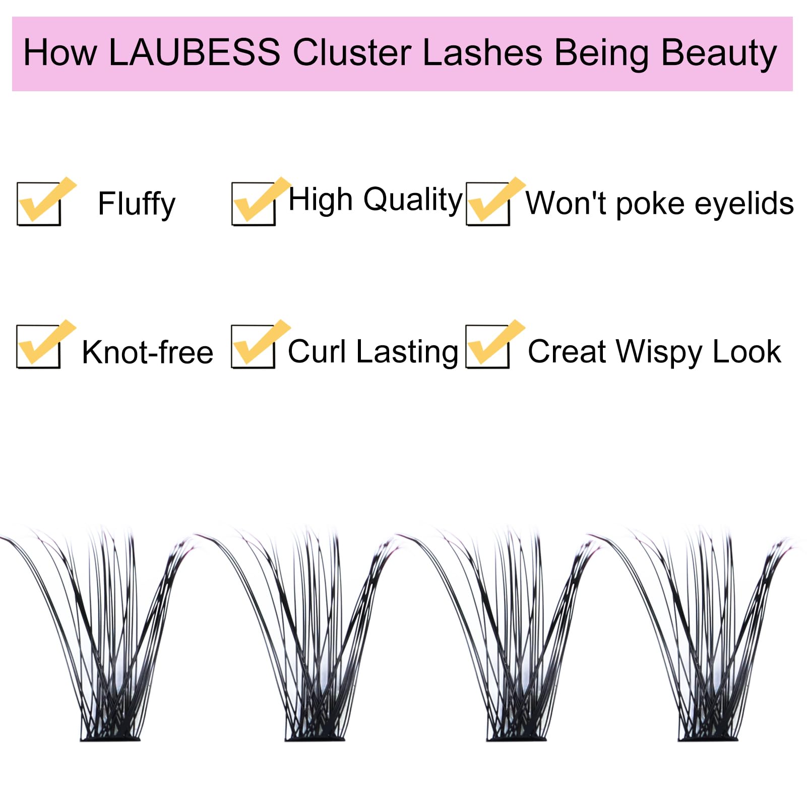 Eyelash Clusters LAUBESS Lash Clusters Individual Lashes Cluster Eyelash Extensions DIY at Home Waterproof Cluster Lashes (20D/4