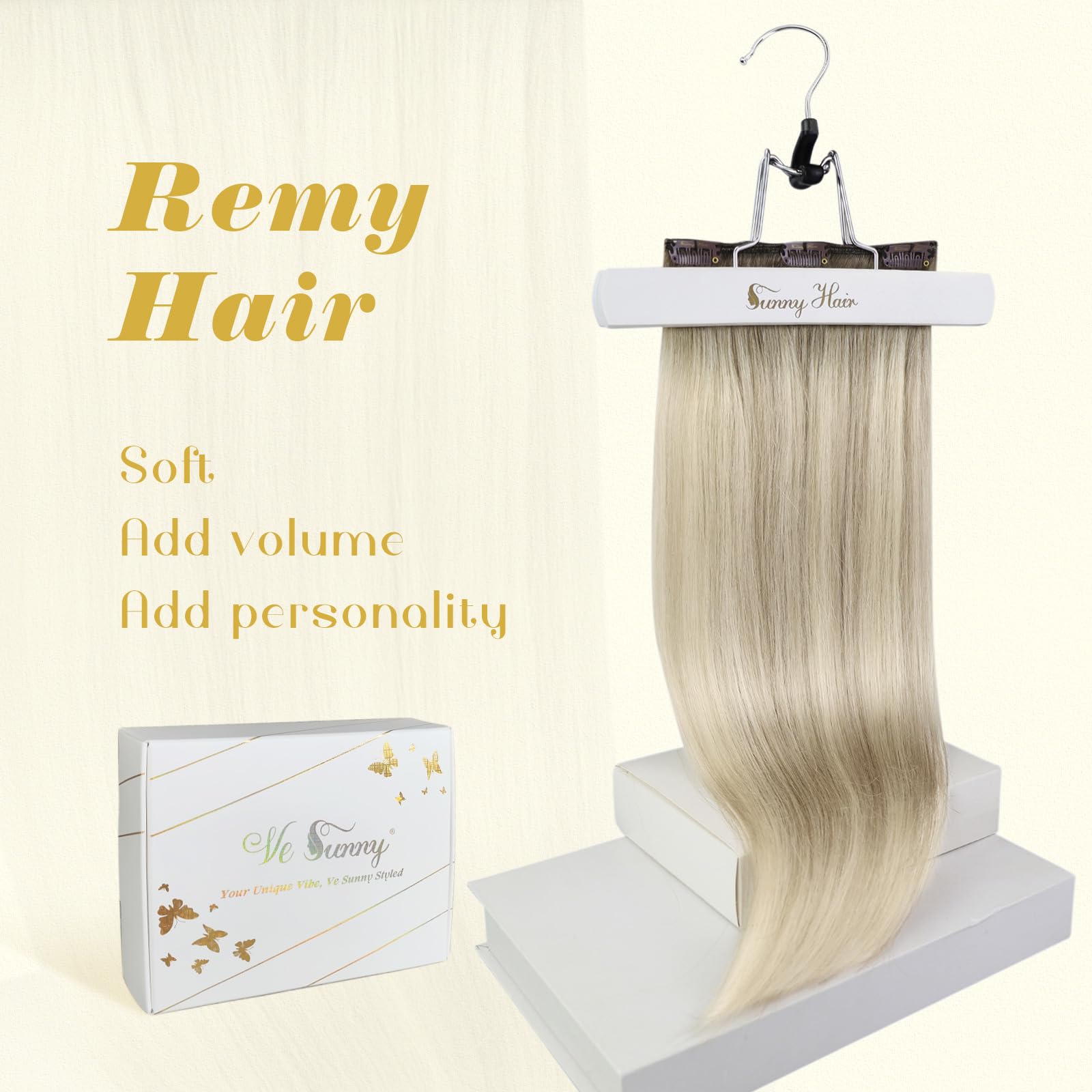 Ve Sunny Blonde Hair Extensions Clip ins Ombre Blonde Clip in Hair Extensions Human Hair Balayage Clip in Real Hair Extensions A