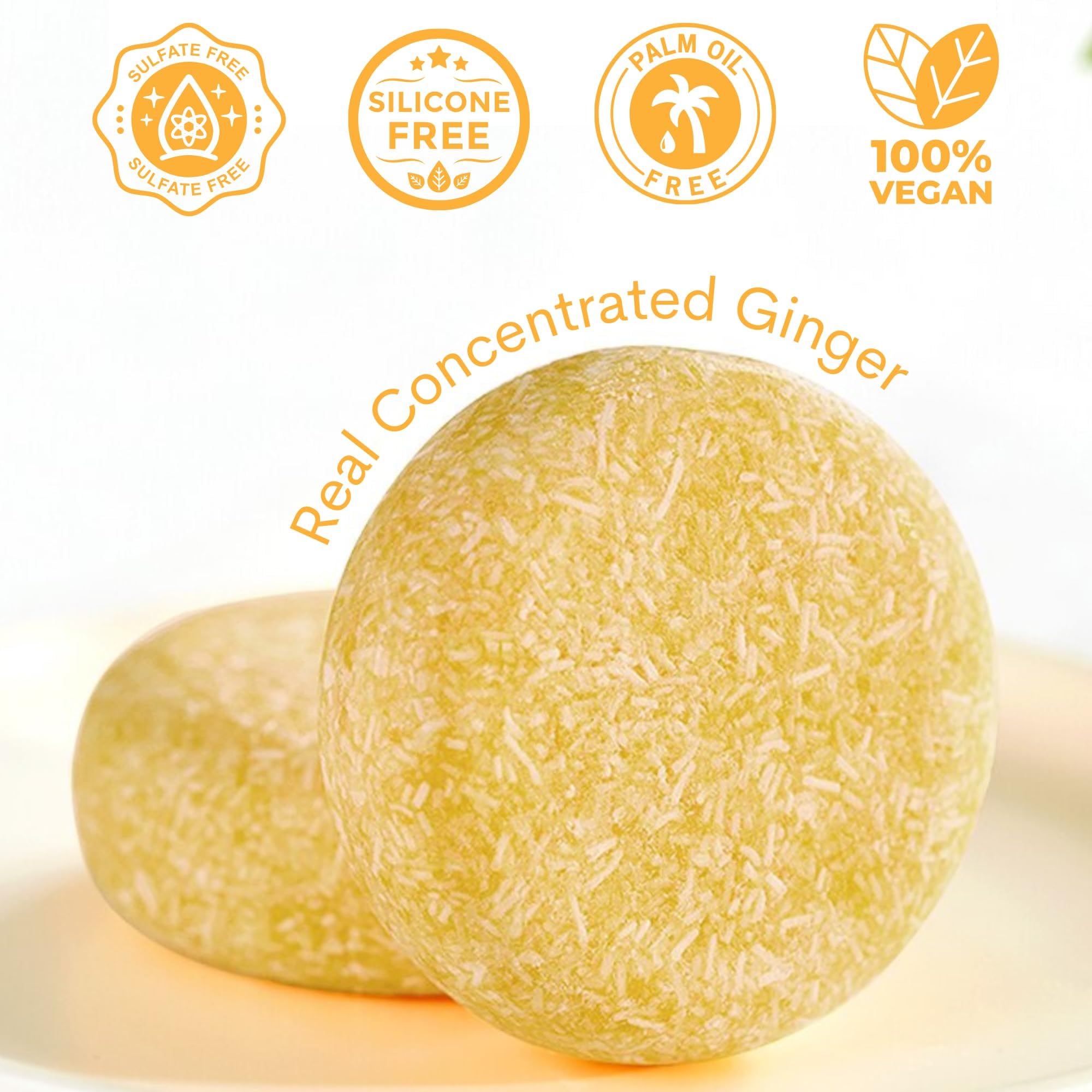 Muun Ginger Shampoo and Conditioner Bar Pack 3 - Hair Growth & Regrowth, Anti Hair Loss, Strengthen & Volumize, pH Balanced - Su