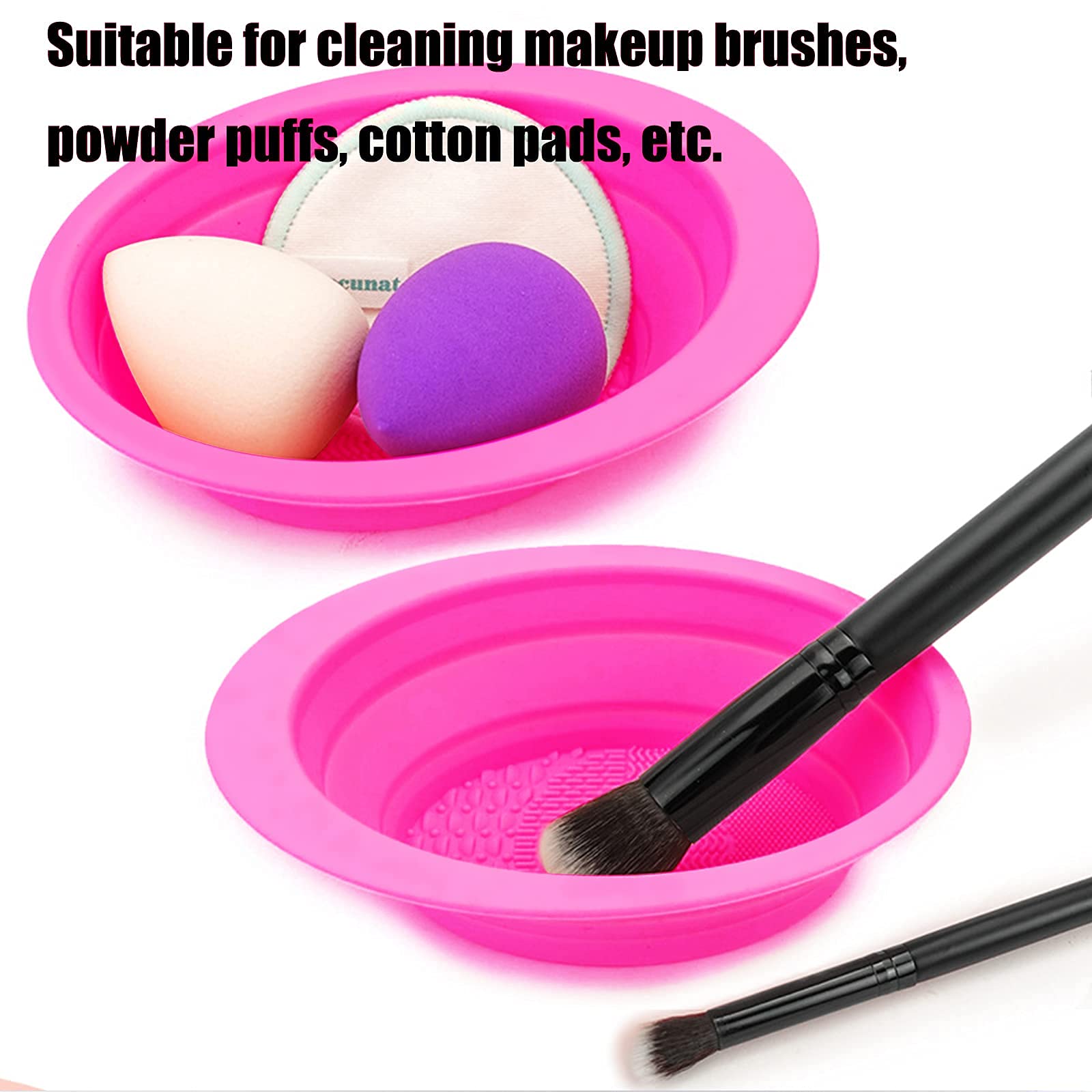 Makeup Brush Cleaning Mat, Silicone Makeup Brush Scrubber, Cosmetic Brush Cleaner, Brush Cleaning Pad, Foldable Makeup Brush Cle