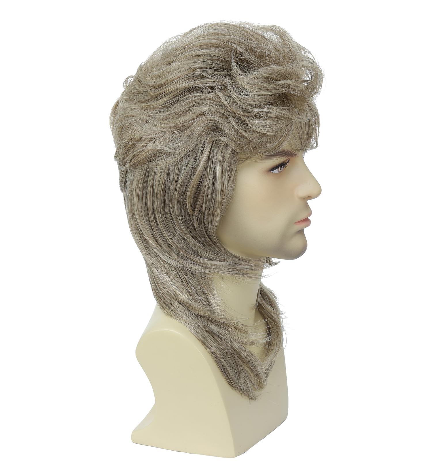 Traqur Mullet Wigs for Men Joe Dirt Emo Wig 80s 90s Costumes Fancy Party Accessory Cosplay Wig Halloween Man x (Blonde)