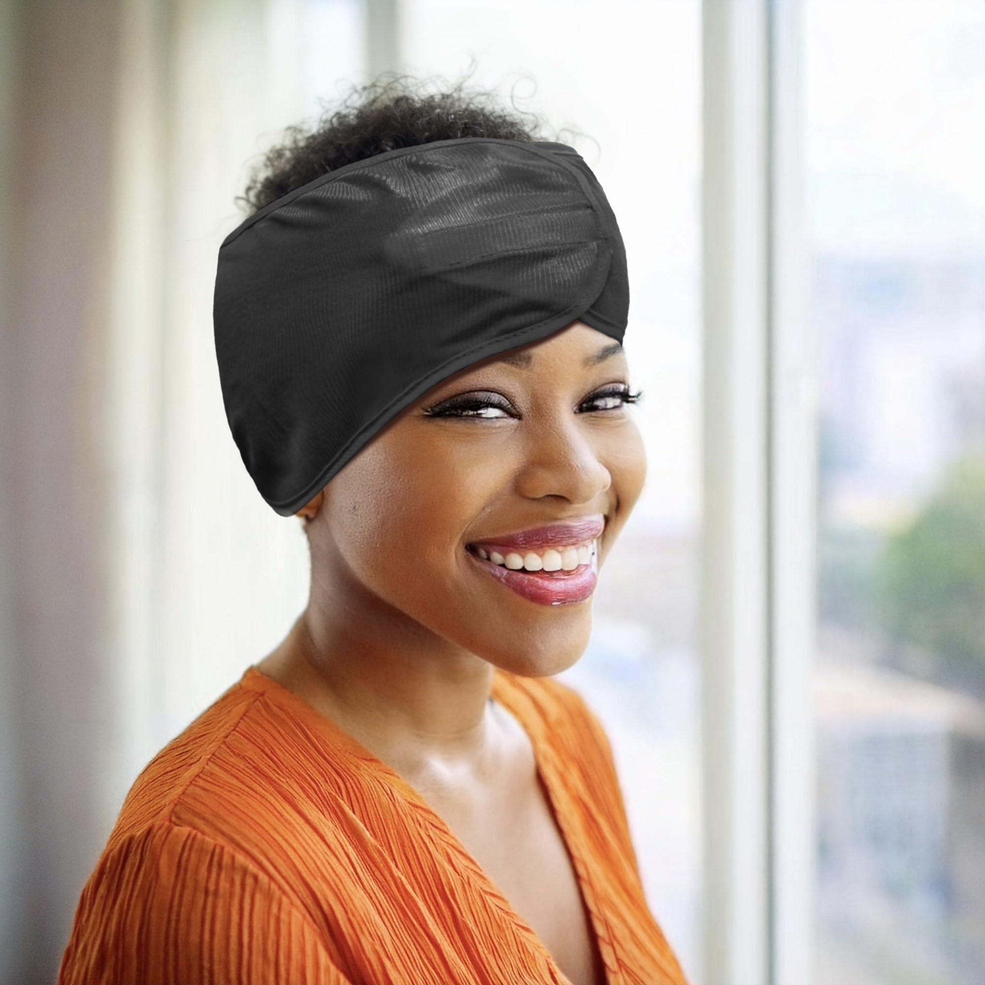 DONNA Premium Satin Hair Wrap for Sleeping - Black Silk Headband, One Size, Smooth Head Wrap for Women, 1pc