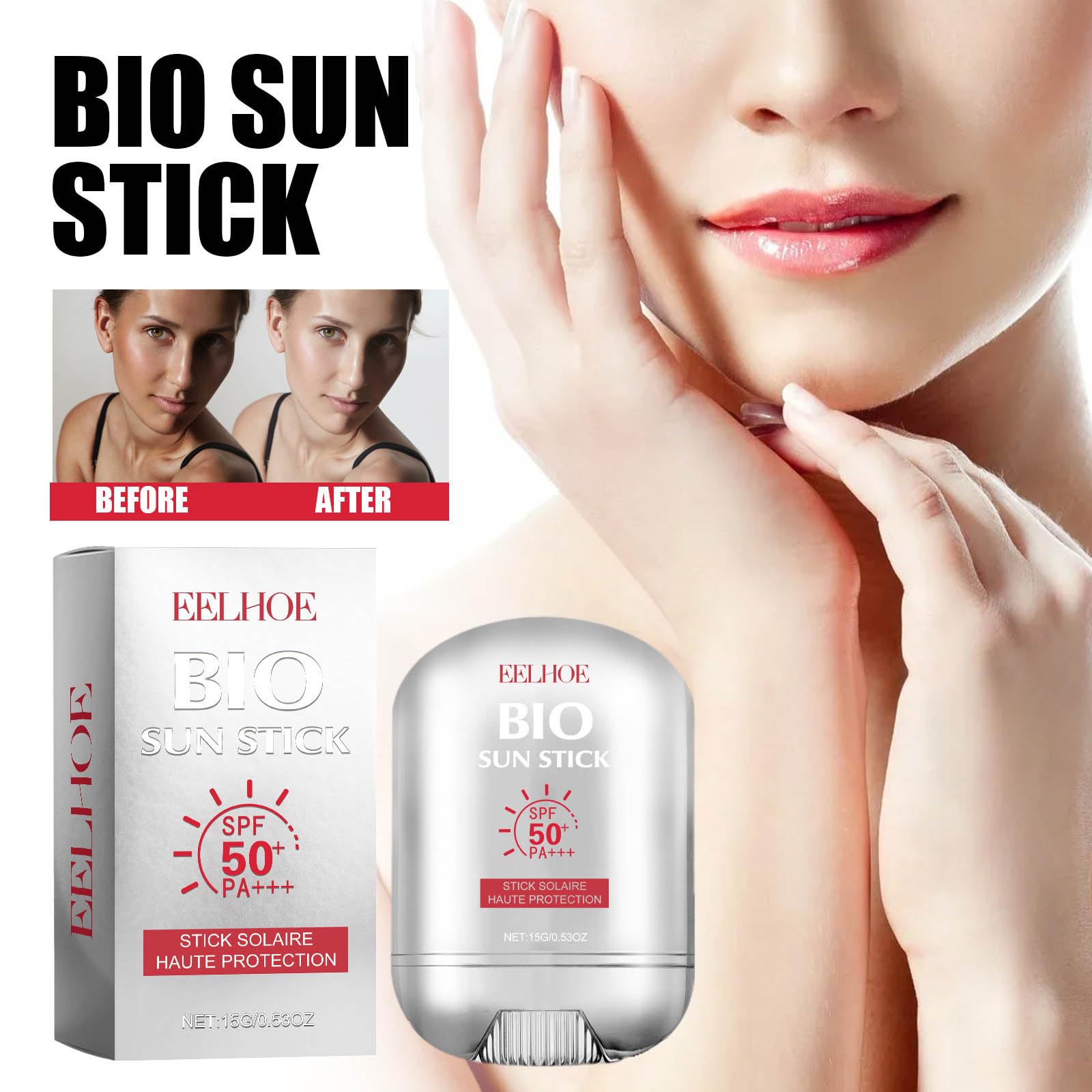 Bio Sun Stick,Face And Body Professional Sunscreen Stick,Enriched With Vitamin C Strong Sunscreen Keep Skin Moisture,Reduce Redn