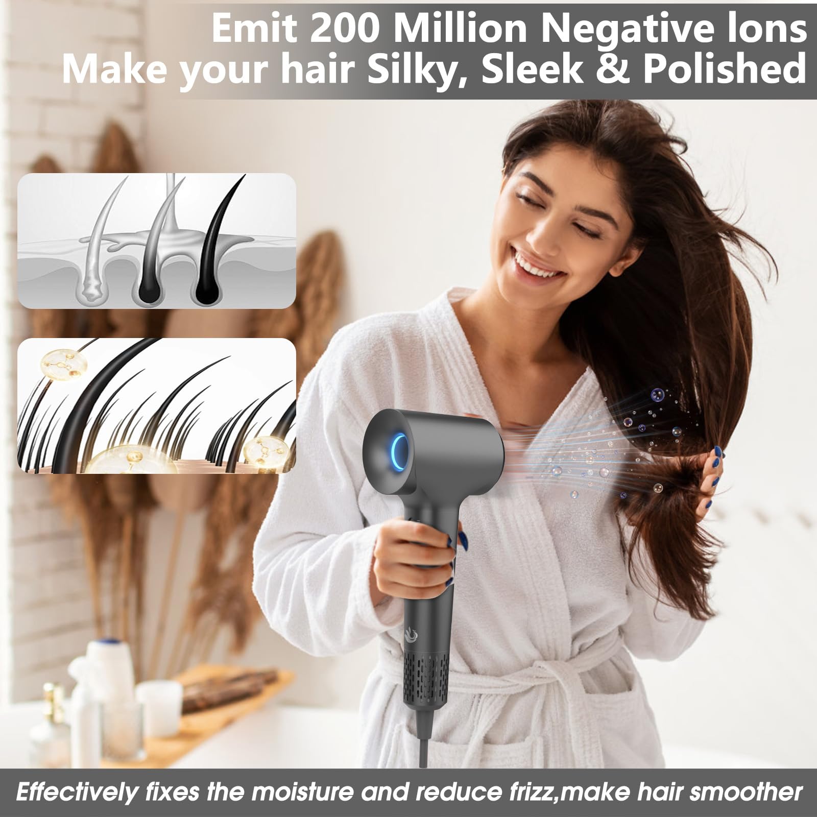 KARFUN Hair Dryer, Blow Dryer, Plasma Hairdryer, Ionic Hair Dryer for Women, Blow Dryers for Women, Professional High Speed Hair