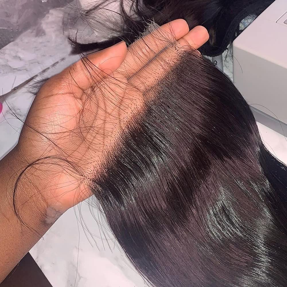 Beeos Skinlike Real Hd Lace Closure, 5X5 Straight Human Hair Closure Pre Plucked Invisible Swiss Lace Closure 0.10Mm Ultra-Thin