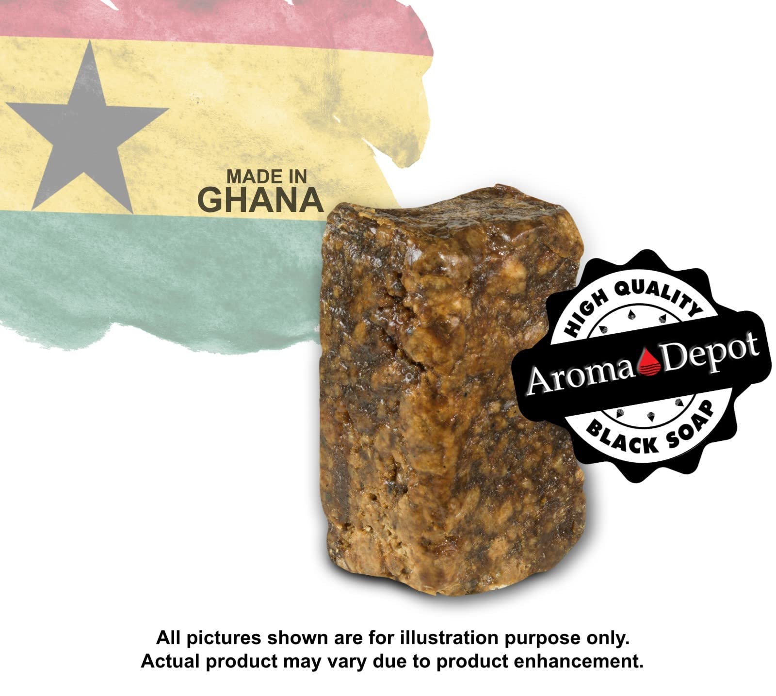 Aroma Depot Raw African Black Soap 8oz 100% Raw Natural soap for Acne, Eczema, Psoriasis, Scar Removal Face And Body Wash. Handm