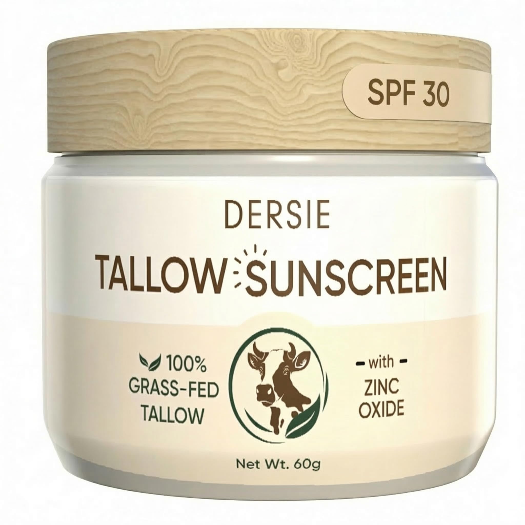 Dersie Tallow Sunscreen SPF 30 - Mineral UV Defense with Non-Nano Zinc Oxide - Face & Body Sun Protection for Adults & Kids - wi