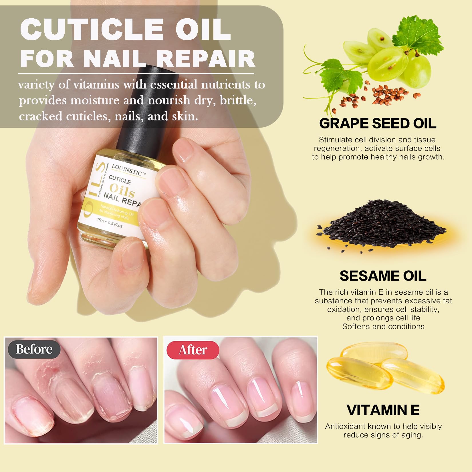 LOUINSTIC Gel Remover for Nails & Cuticle Oil for Nails,Nail Remover Quick Remove Gel Nail Polish within 3-5 mins, Nail Polish R