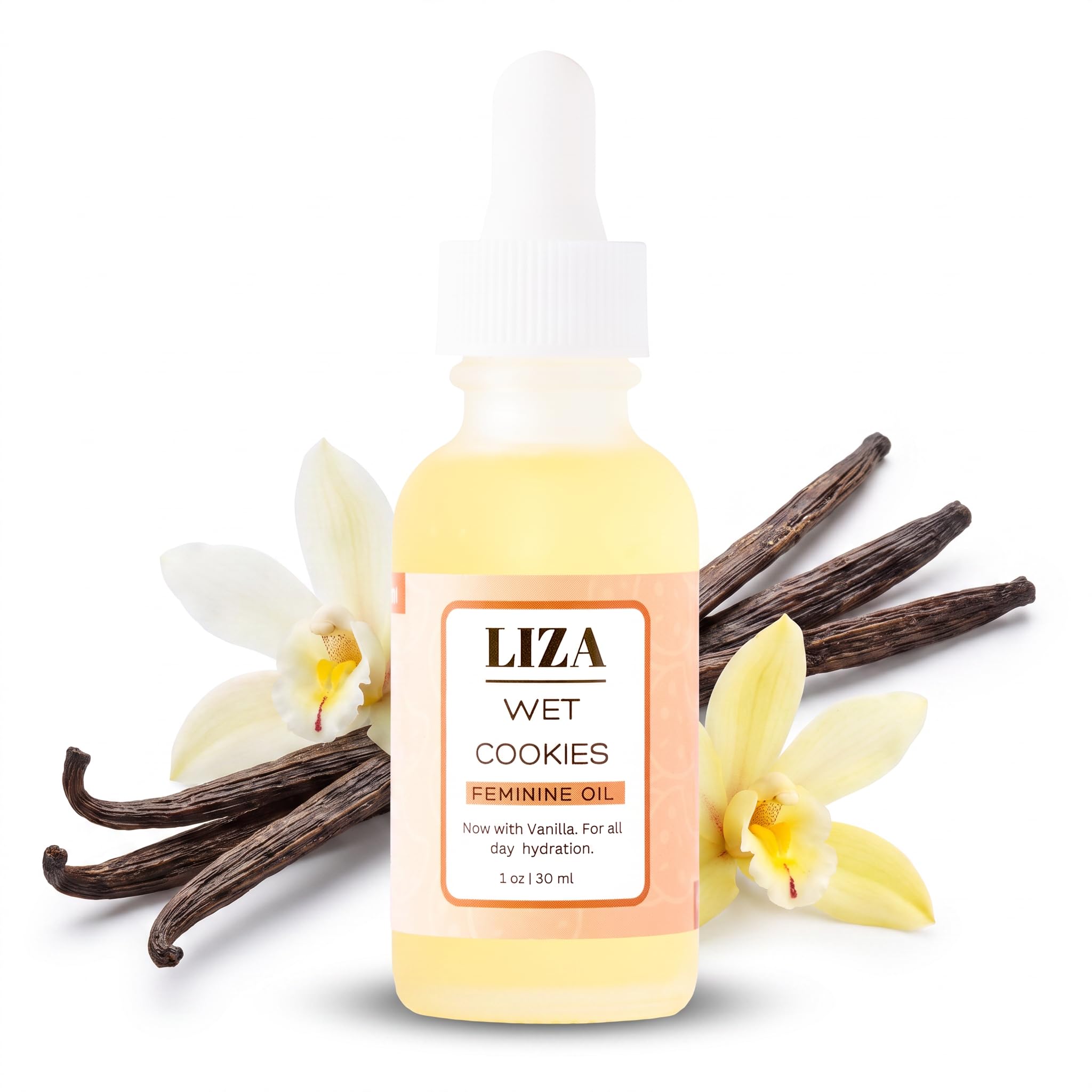 Liza Cosmetics Vanilla Wet Cookie Yoni Oil  For Ingrown Hairs, Dark Spots & Soft Skin  Sweet Scented Intimate Oil 1oz