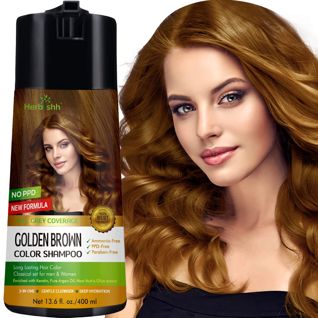 Herbishh Hair color Shampoo for gray Hair - Enriched color Shampoo Hair Dye Formula - Hair Dye Shampoo and conditioner - Long La
