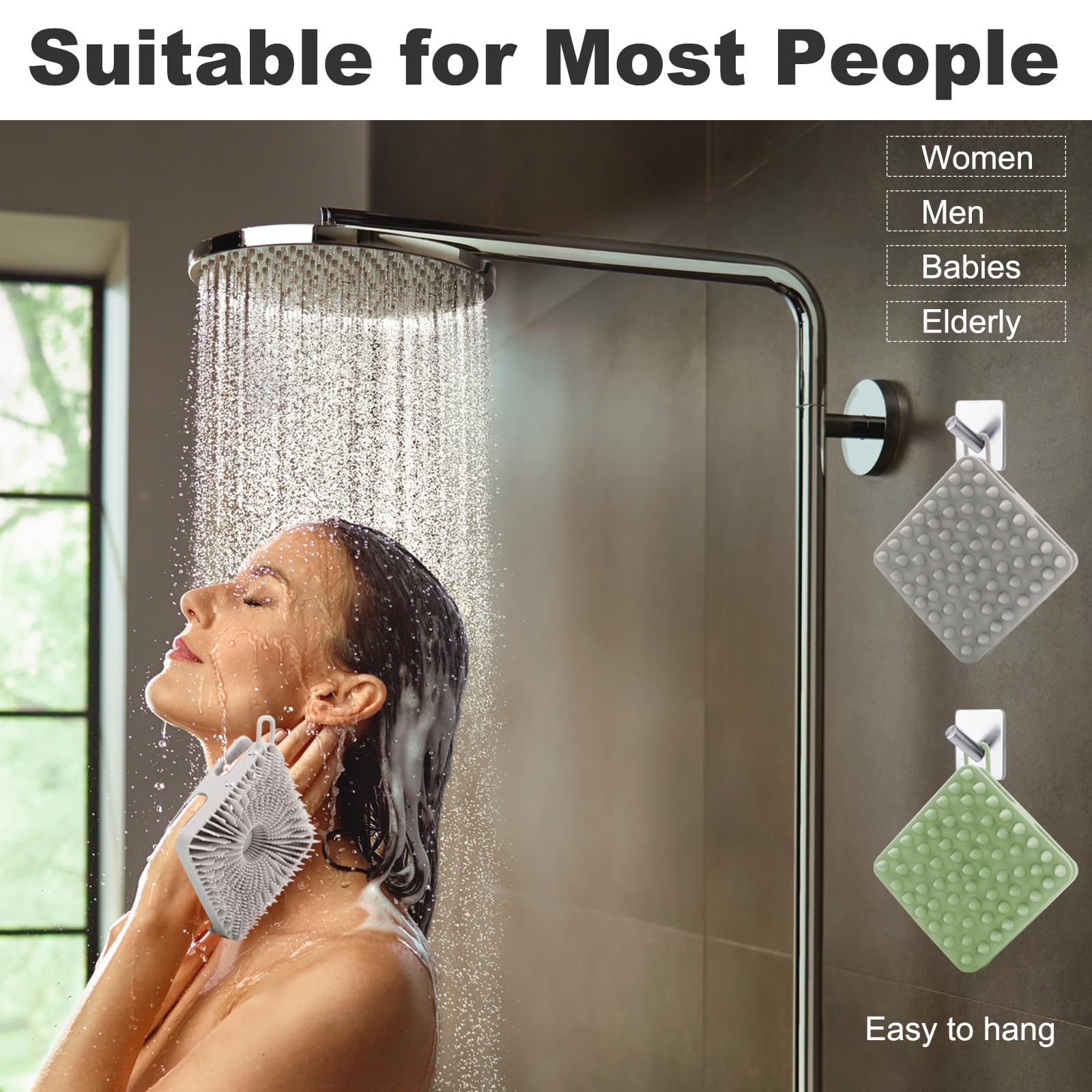 Silicone Body Scrubber, Silicone Loofah Double-Sided Body Brush,Silicone Shower Scrubber And Scalp Massager Shampoo Brush For Se