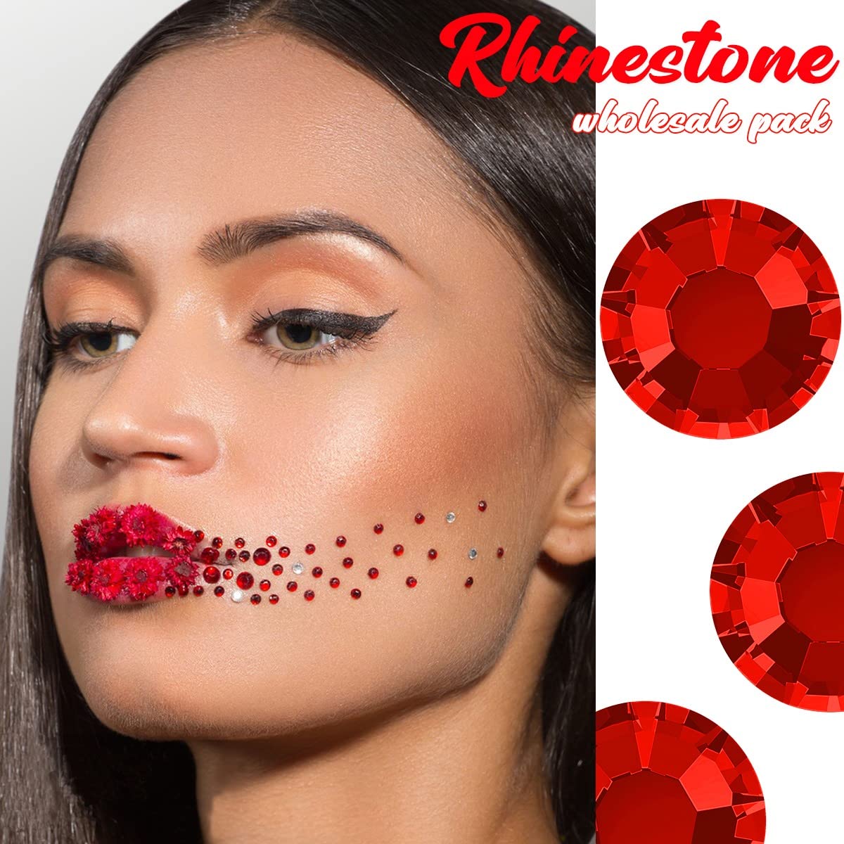 1440Pcs Ss20 Red Nail Flatback Rhinestones Bulk Nail Art Round Flatback K9 Glass Gems Beads Stones Diamonds Glitter Gluefix For