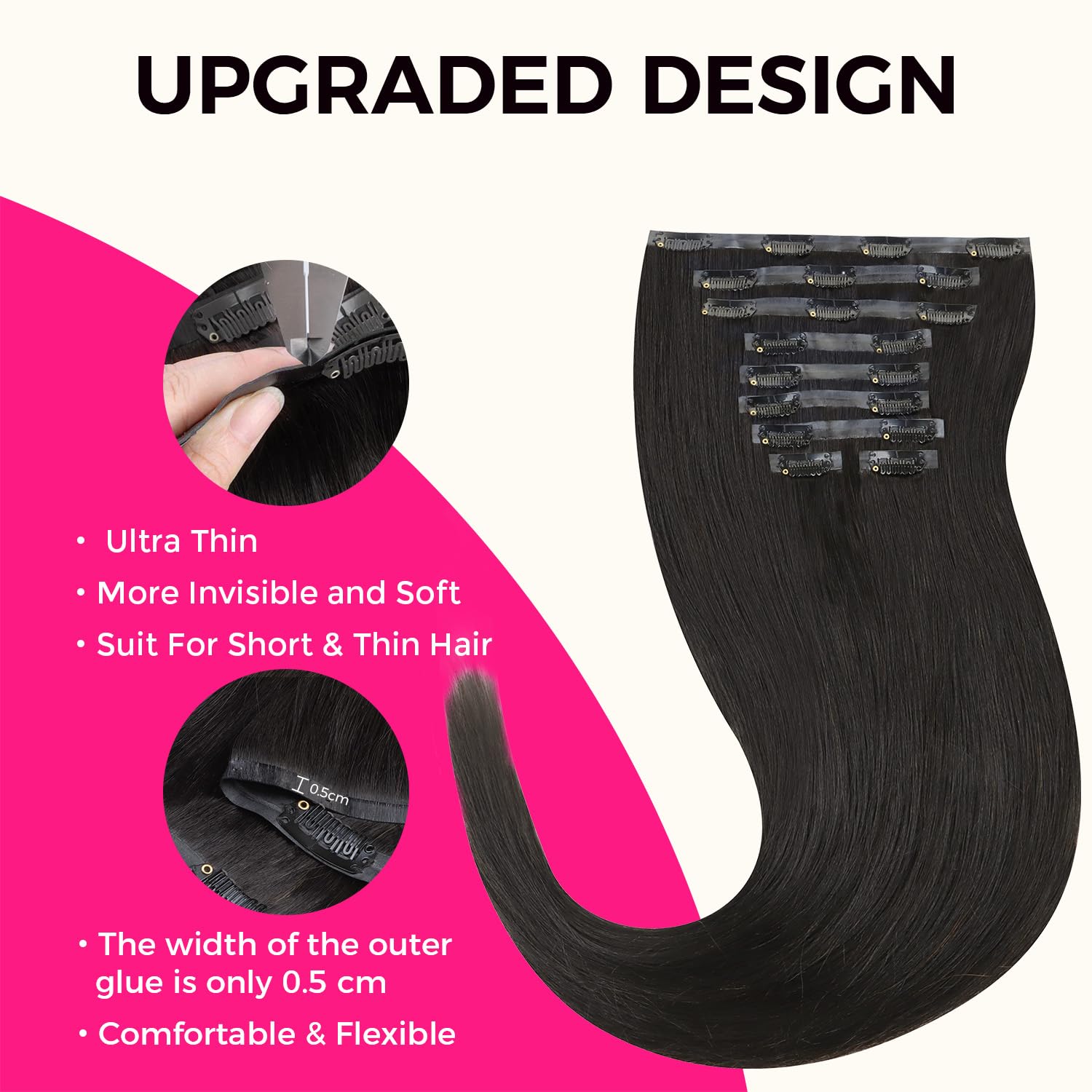 Lashey 150G 9Pcs Hair Extensions Real Human Hair 22 Inch Natural Black Yaki Straight Seamless Clip In Human Hair Extensions With