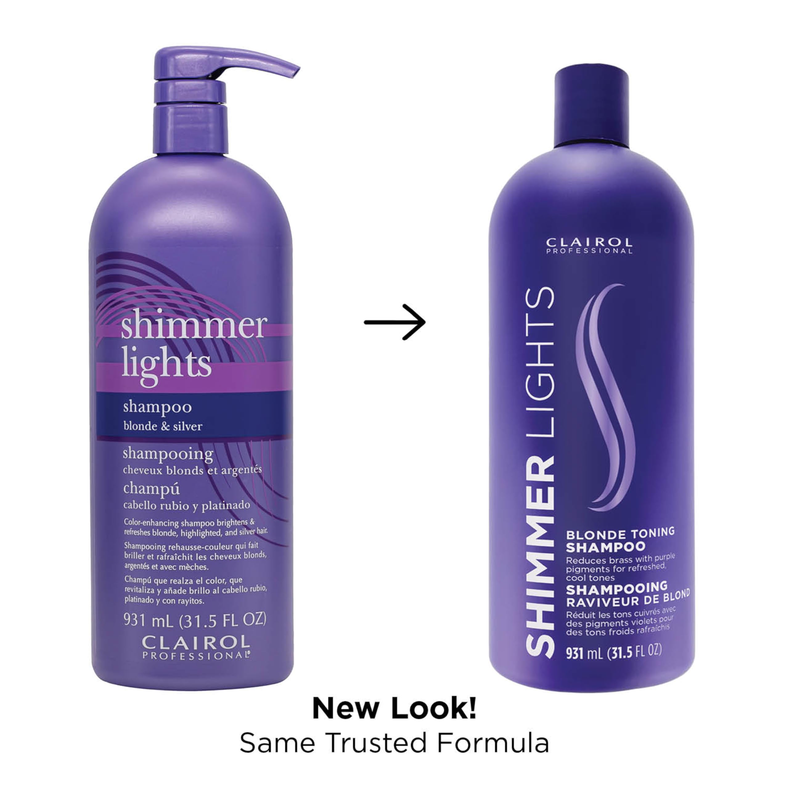 Clairol Professional Shimmer Lights Purple Shampoo, 31.5 Fl. Oz Neutralizes Brass & Yellow Tones For Blonde, Silver, Gray & High