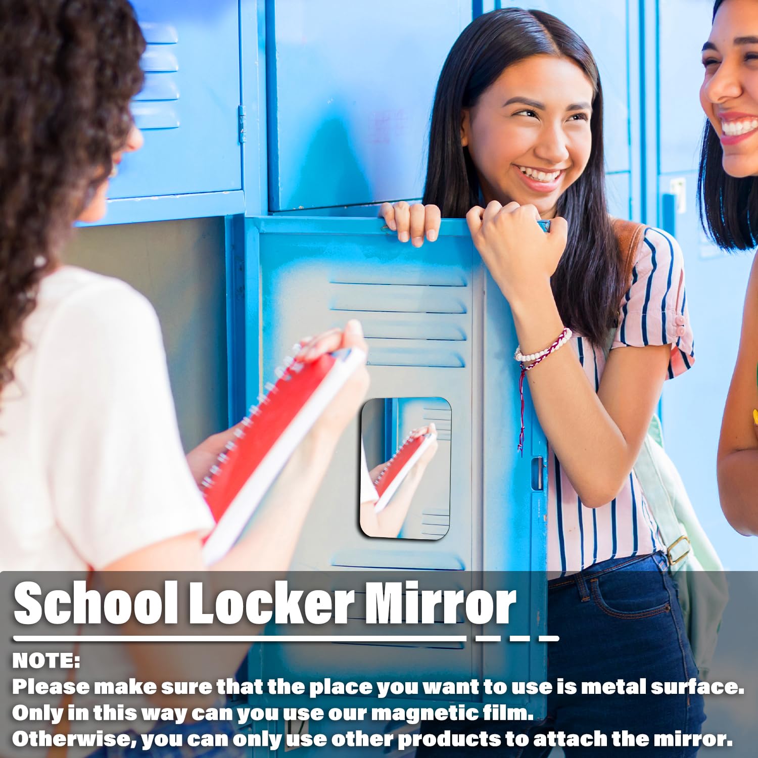 Tooackl Magnetic Locker Mirror, 4 x 6 Super Clear Reflection Small Real Glass Mirror with Magnetic Back for School Locker Refrig