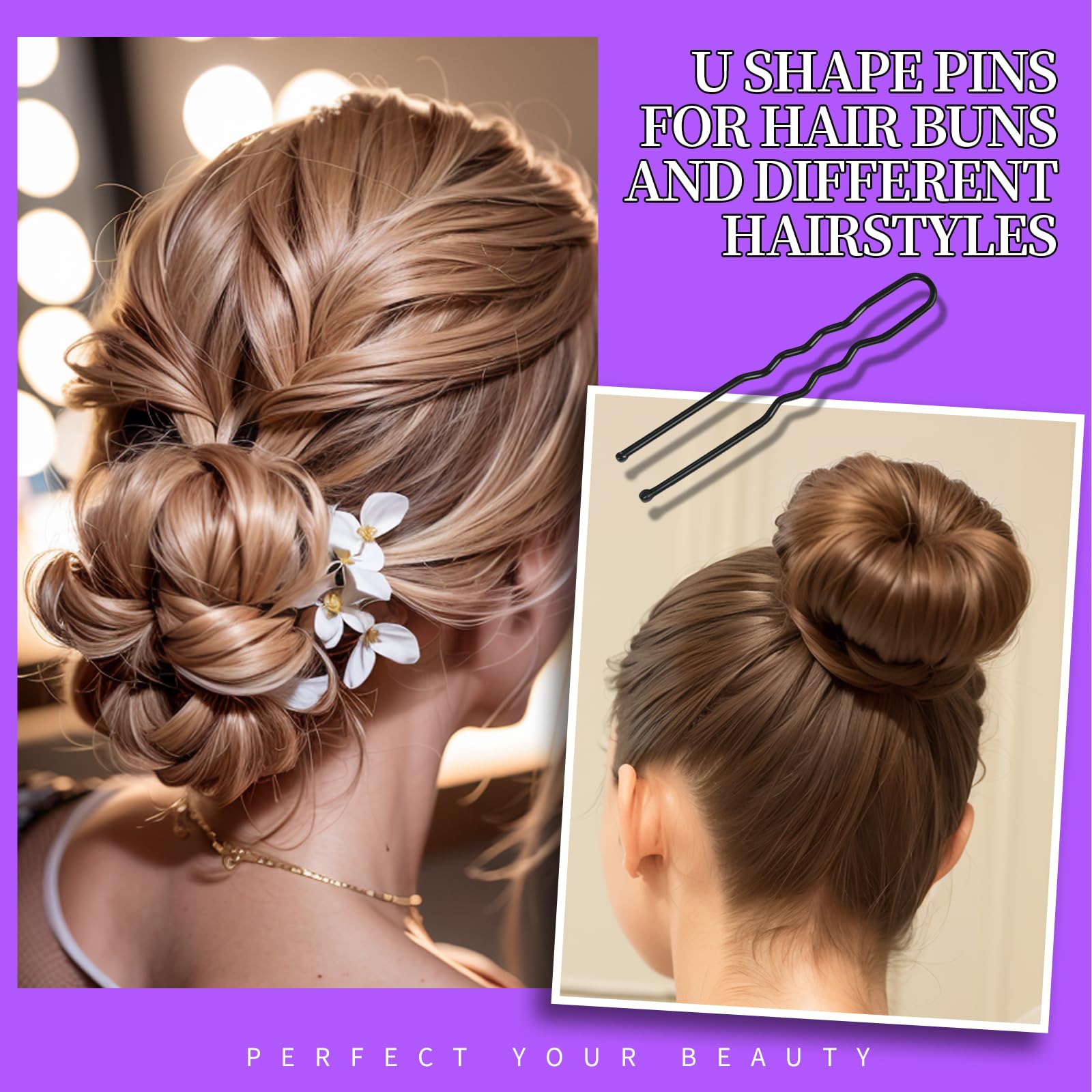 Teenitor 300Pcs Hair Pins Bobby Pins Black, 100 Black Bobby Pins 100 Hair Pins For Women And 100 Clear Hair Bands Kit, Black Hai