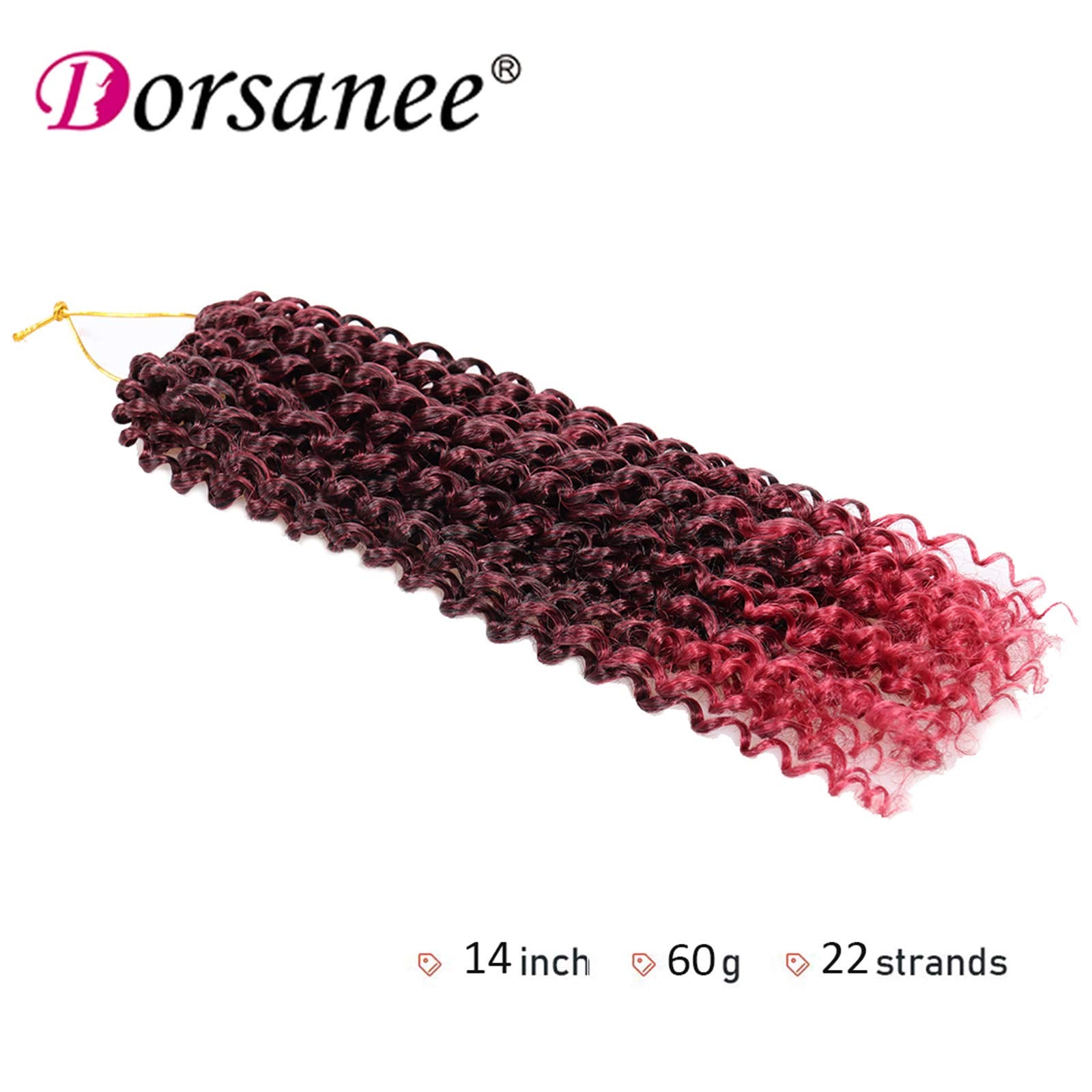 Dorsanee Ombre Burgundy Passion Twist Hair 14 Inch 7 Packs Water Wave Crochet Hair Long Bohemian Curly Braiding Hair For Butterf