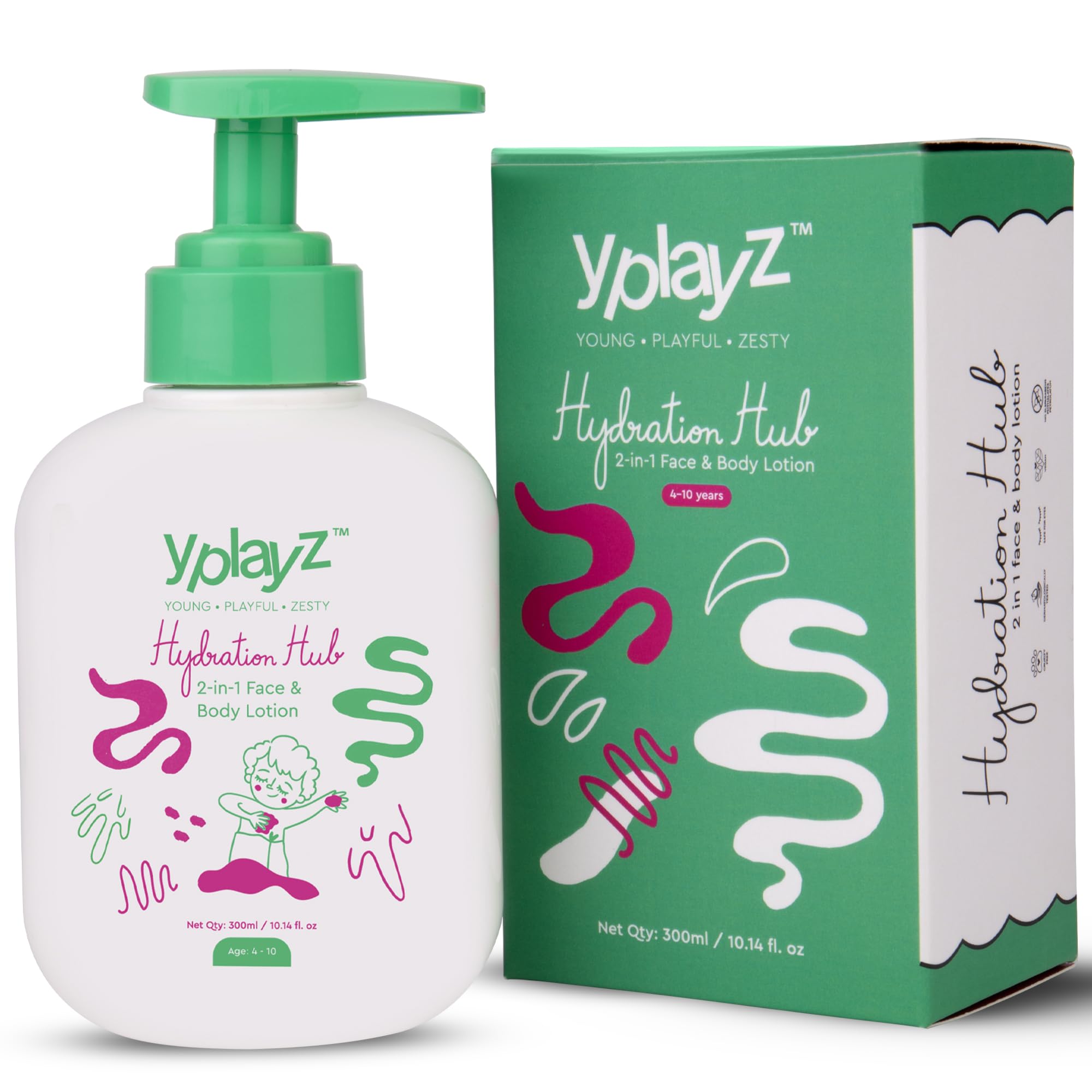 Yplayz Hydration Hub 2-In-1 Face & Body Lotion For Kids 4+ Yrs | Moisturizer For Kids With Murumuru Butter,Sunflower Seed Oil & 