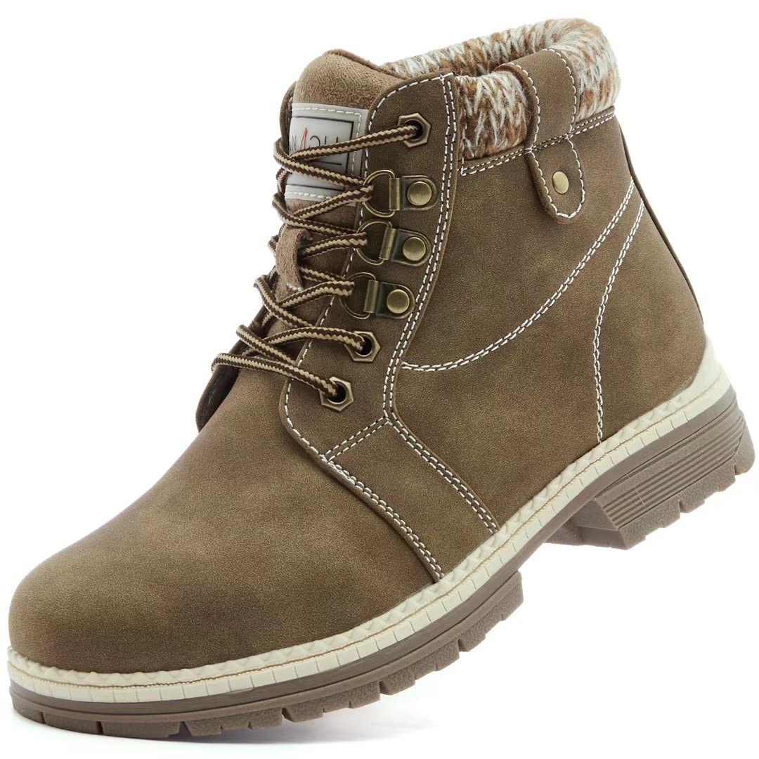 Anjoufemme Winter Snow Hiking Boots For Women - Womens Casual Work Boots Waterproof Lightweight Hiking Shoes For Trekking Campin