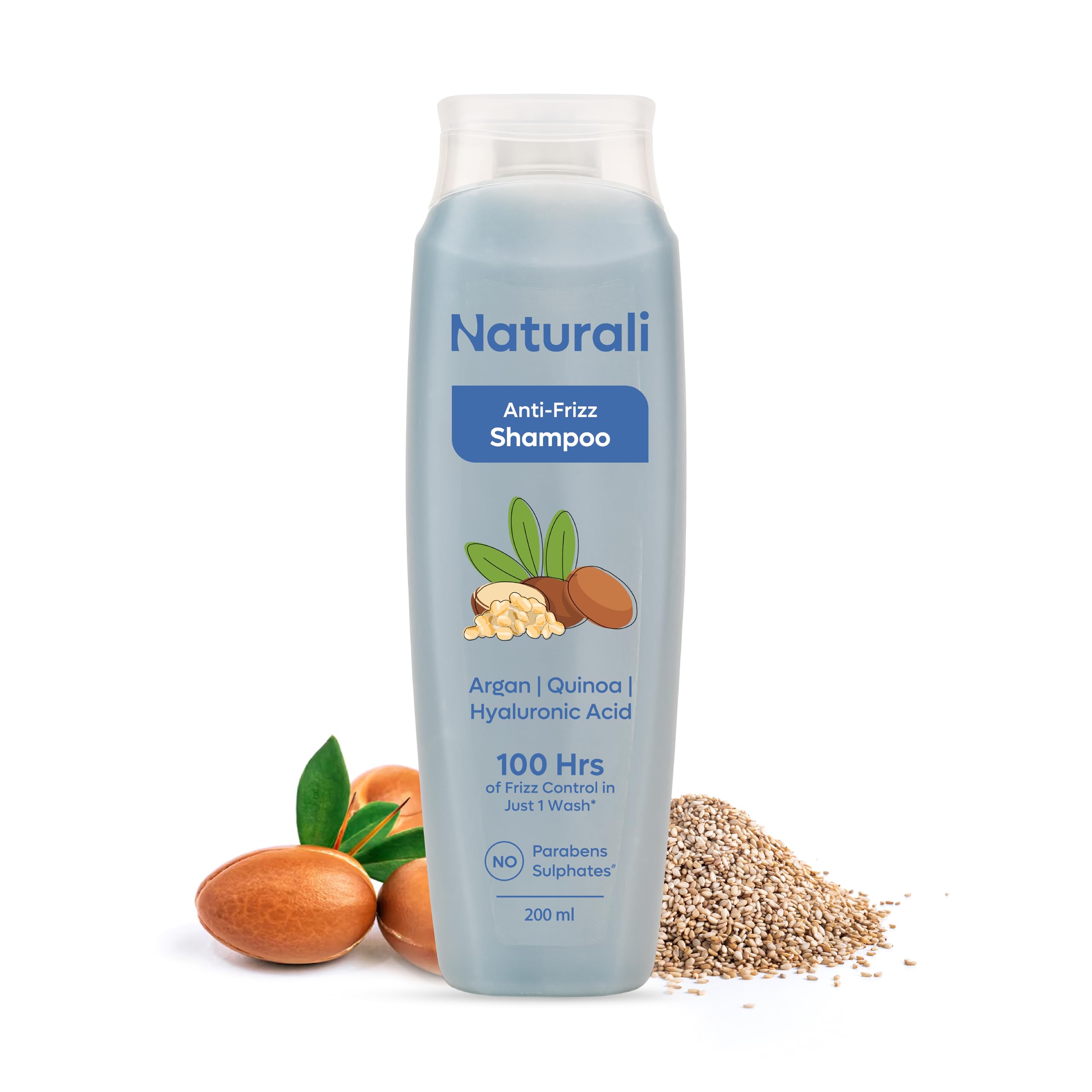 Naturali Moisture Filling Shampoo, With Hyaluronic Acid, Argan Oil & Quinoa, For Dry & Dehydrated Hair, Adds Shine & Bounce, Hya