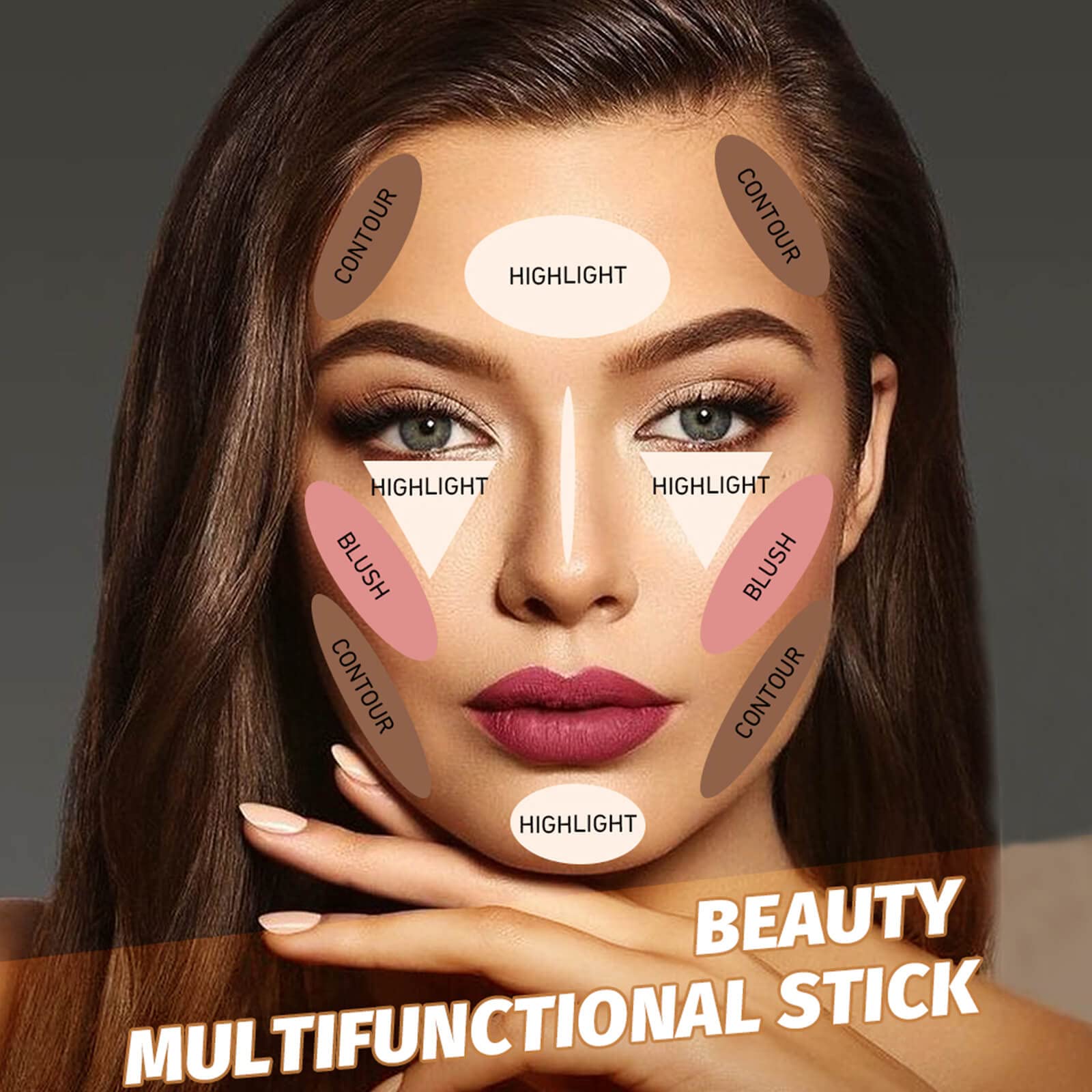 Paminify Contour Beauty Wand,Liquid Face Contouring With Cushion Applicator,Natural Matte Finish Shading Bronzer Stick,Lightweig