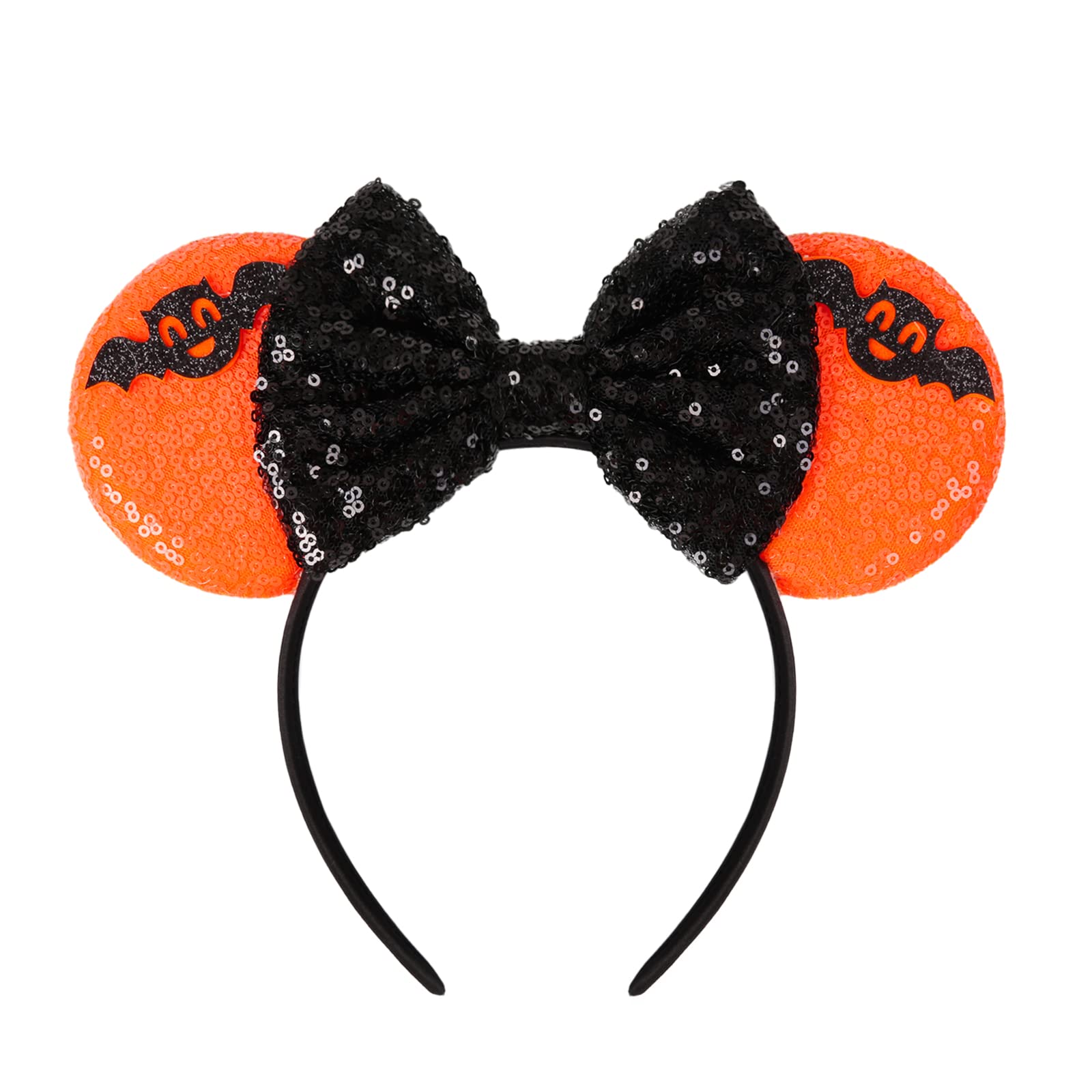 WOVOWOVO Mouse Ears Bow Headbands for Women, Halloween Decoration Glitter Hairbands Party Princess Cosplay Costume Hair Accessor