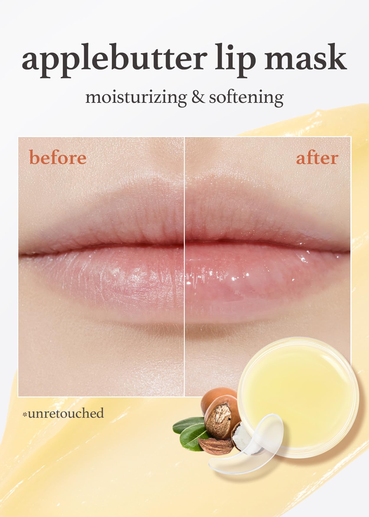 Nooni Applebutter Lip Mask With Shea Butter And Vitamins | Korean Overnight Sleeping Lip Mask, Hydrating Lip Butter, Balm, Softe